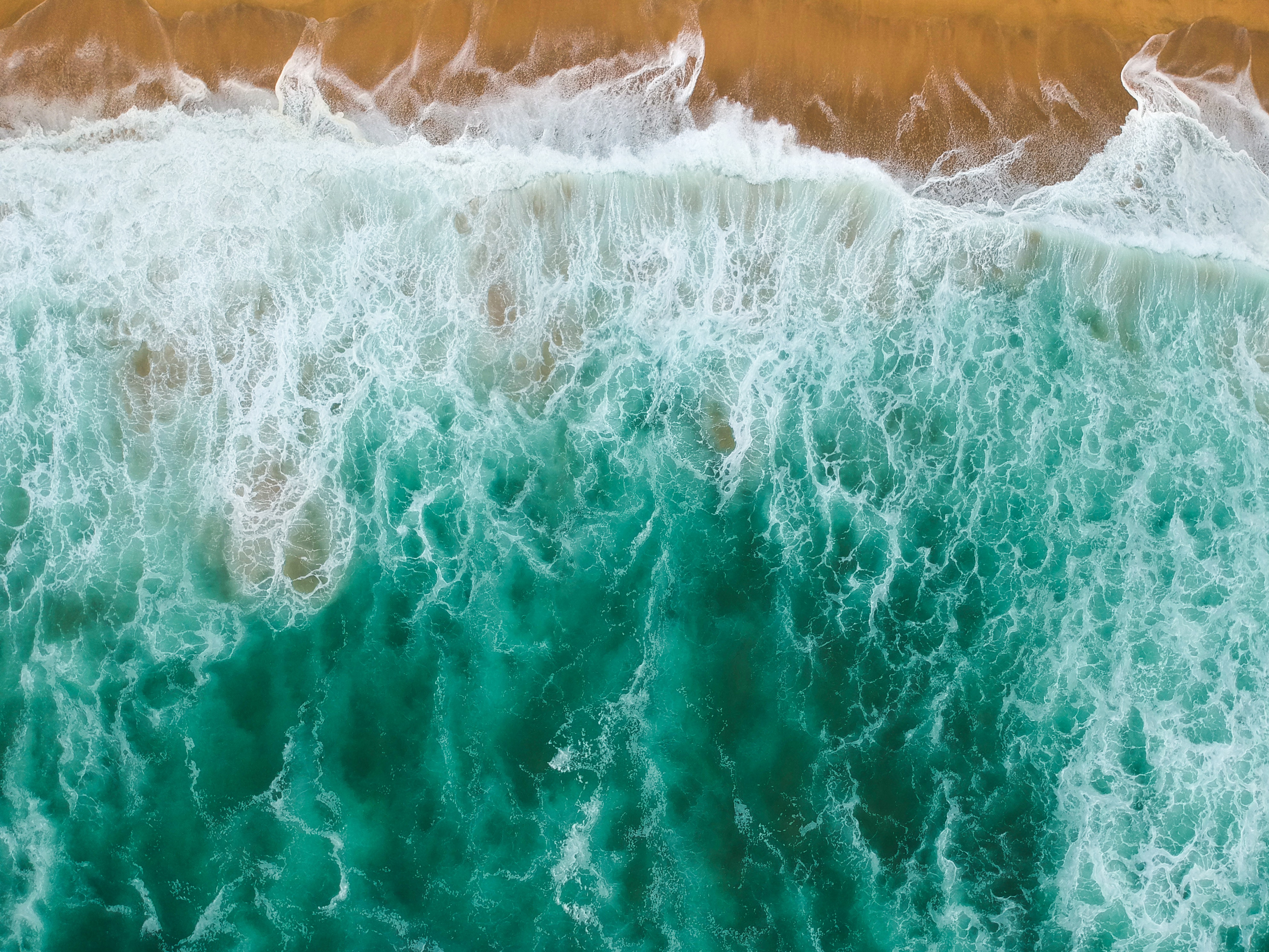 Download mobile wallpaper Waves, Sea, View From Above, Nature, Water, Beach for free.