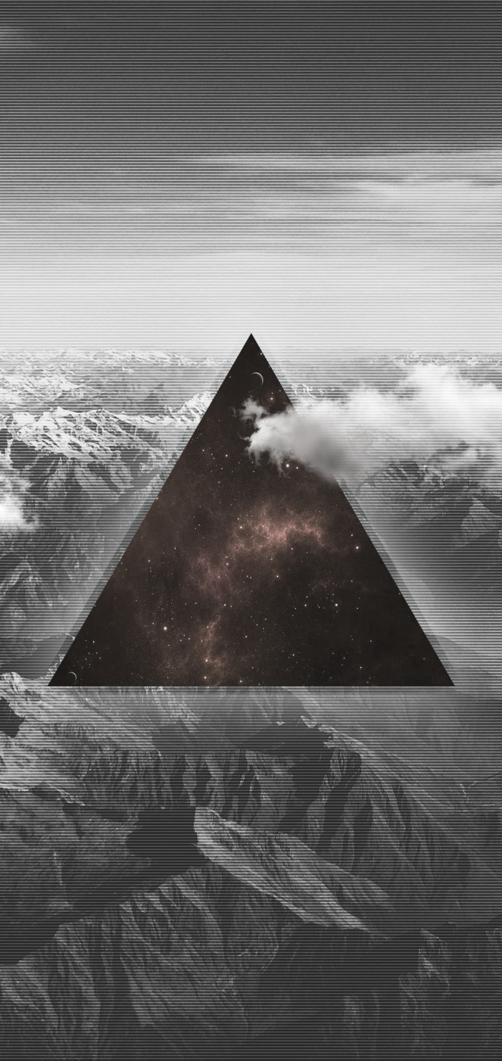 Download mobile wallpaper Mountain, Artistic, Glitch, Triangle, Polyscape for free.