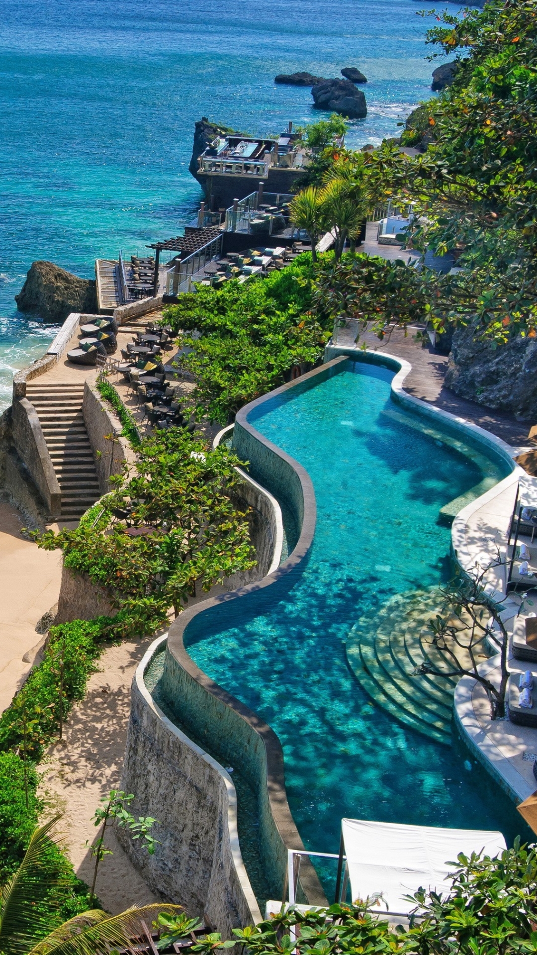 Handy-Wallpaper Strand, Bali, Indonesien, Schwimmbad, Menschengemacht, Schwimmbecken, Urlaubsort kostenlos herunterladen.