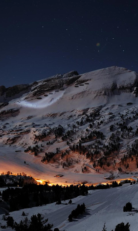 無料モバイル壁紙風景, 冬, 雪, 山, 光, オーストリア, 地球, 村, 出演者, 夜, 空, 山岳をダウンロードします。