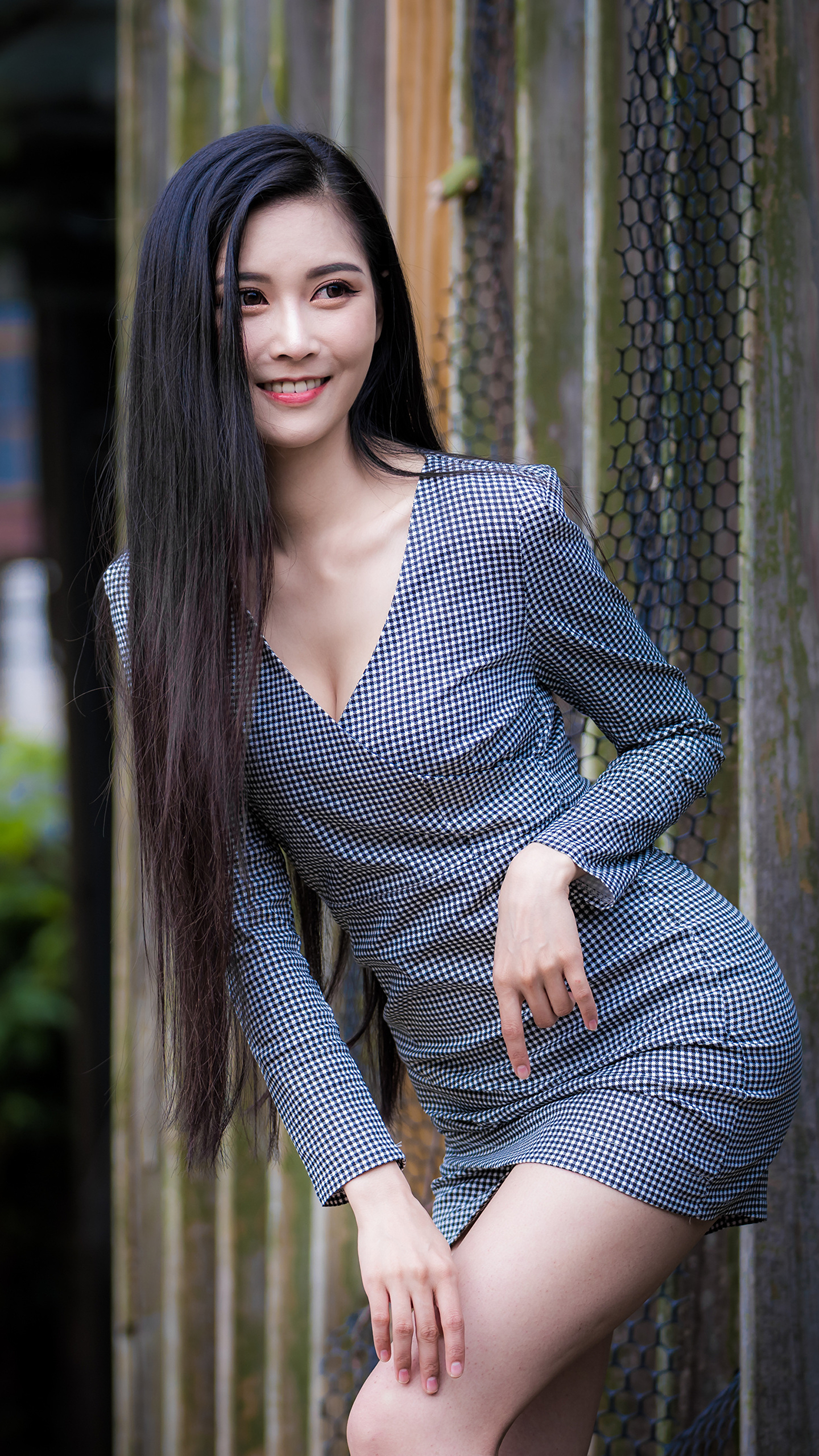 Download mobile wallpaper Dress, Model, Women, Asian, Black Hair, Long Hair for free.