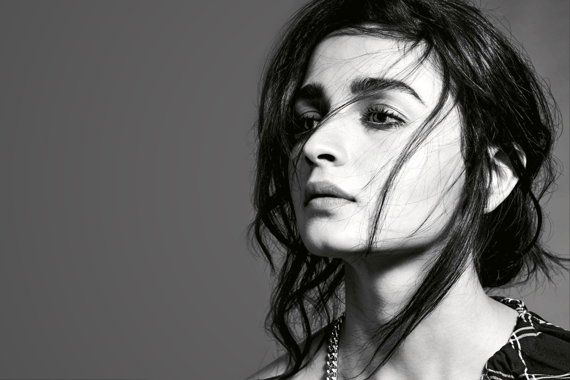 alia bhatt, celebrity, actress, black & white, british, face