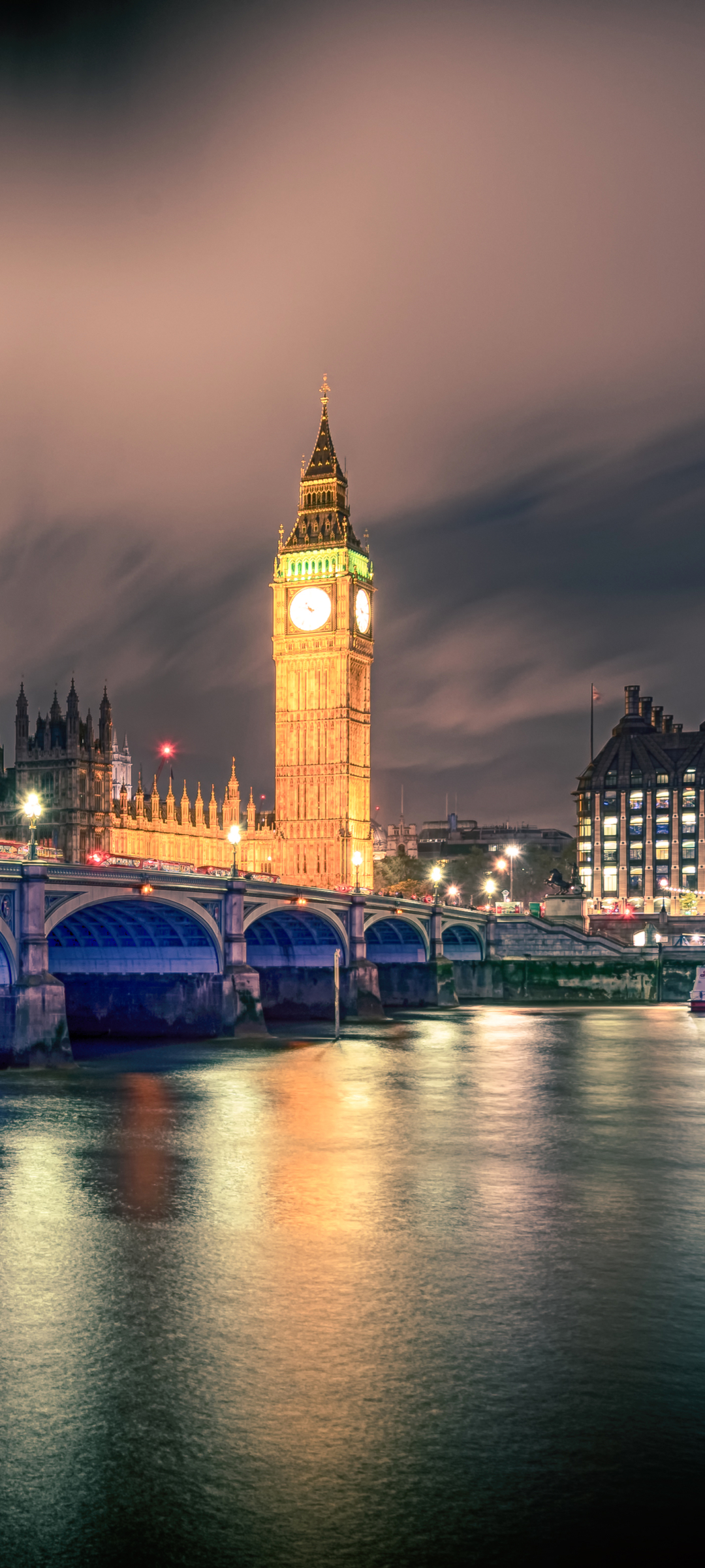 Скачать картинку Река, Ночь, Памятники, Лондон, Мост, Темза, Сделано Человеком, Большой Бен в телефон бесплатно.