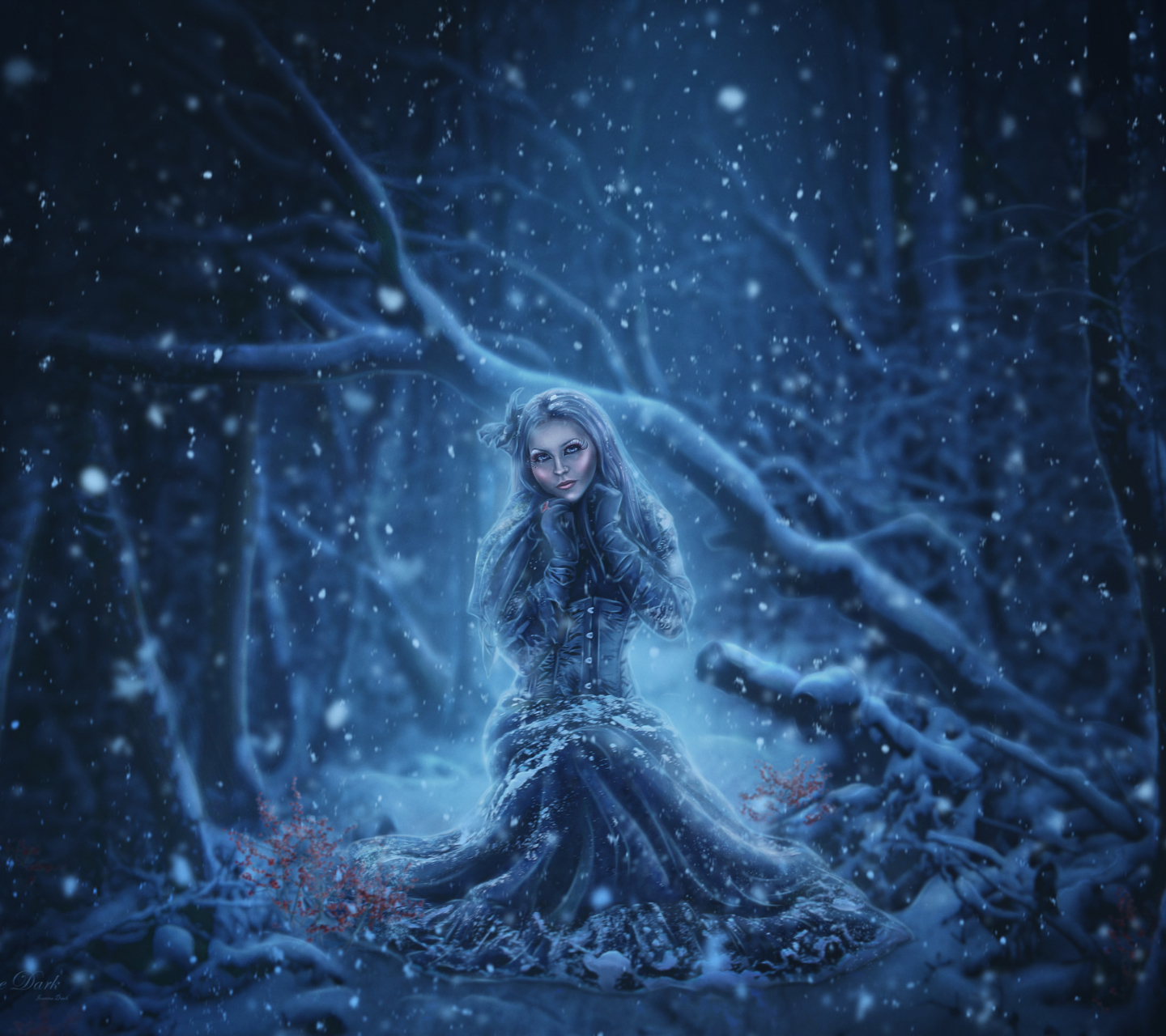 Download mobile wallpaper Winter, Fantasy, Snow, Women for free.