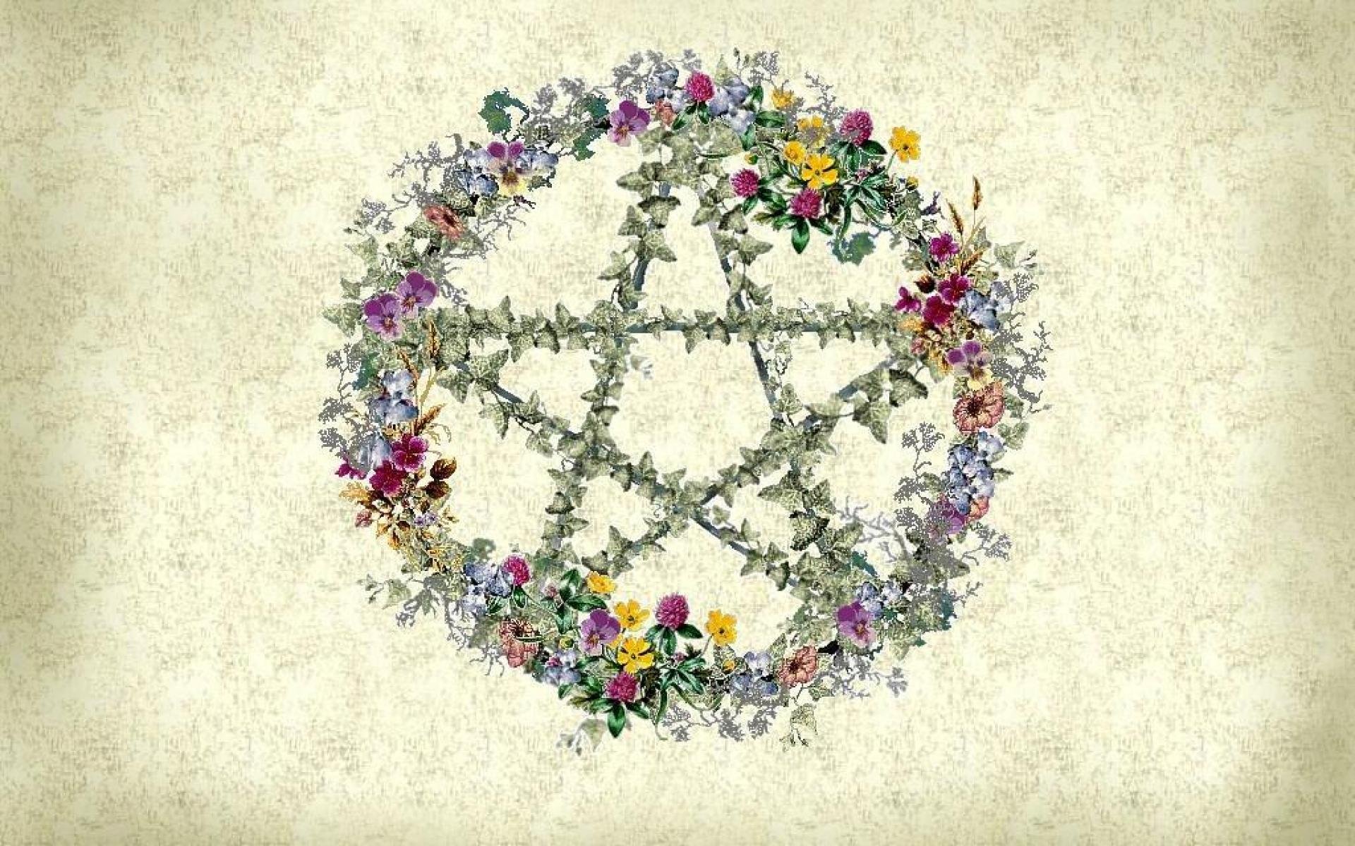 design, pentagram, dark, occult, flower