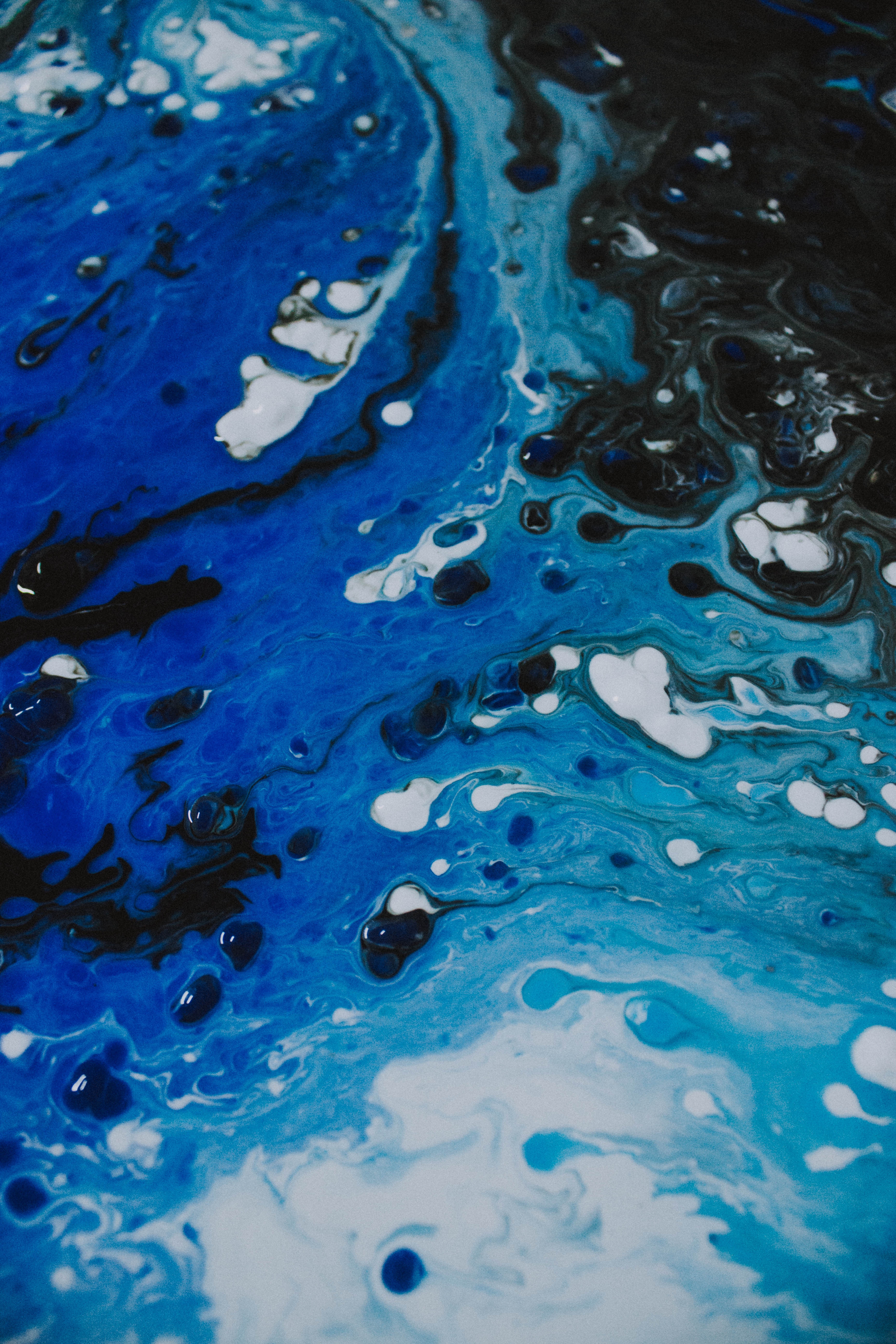 paint, white, drips, abstract, black, blue, flow