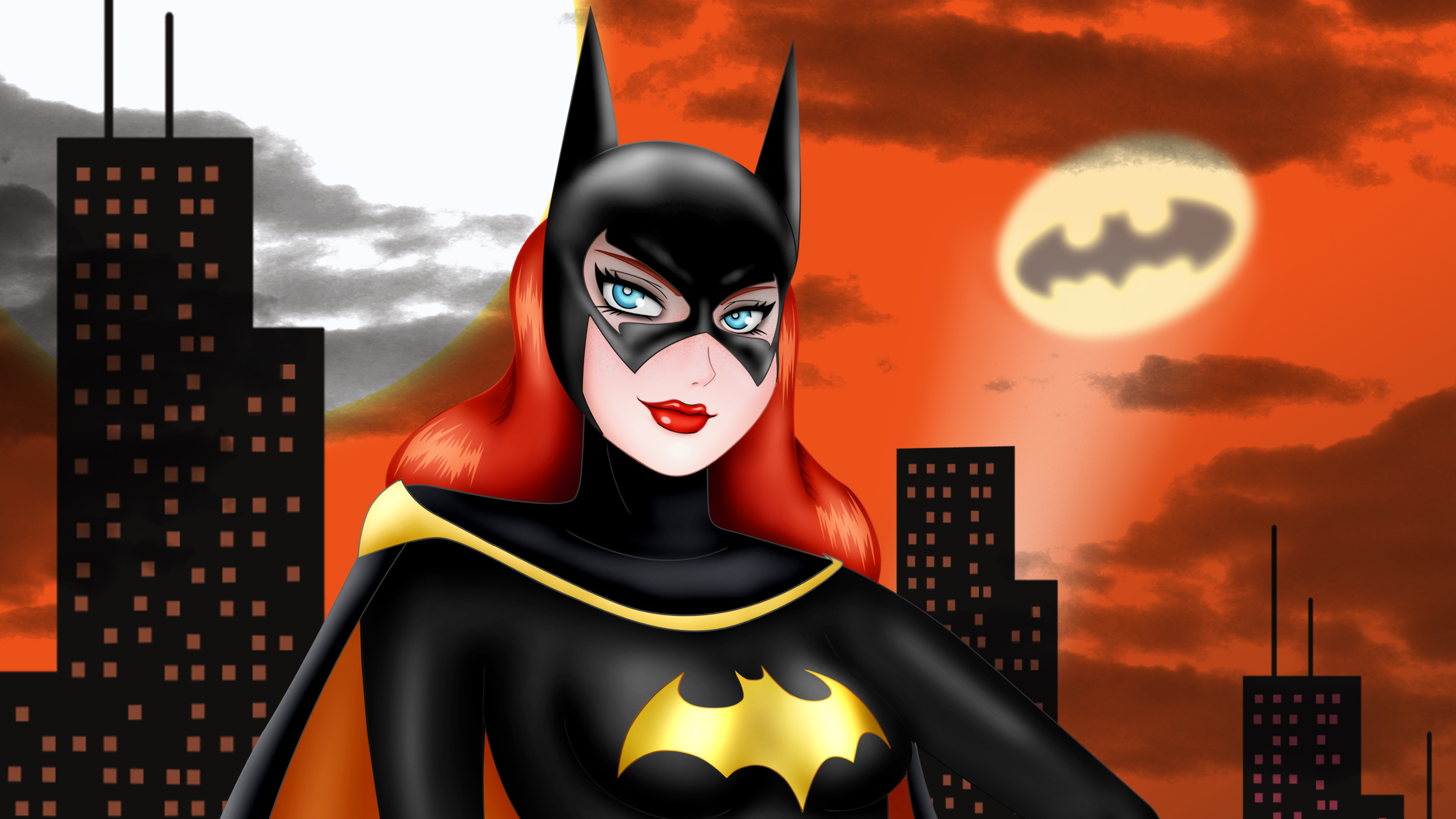 Baixar papel de parede para celular de Ordenança, Olhos Azuis, História Em Quadrinhos, Dc Comics, Batom, Bat Sinal, Batgirl gratuito.
