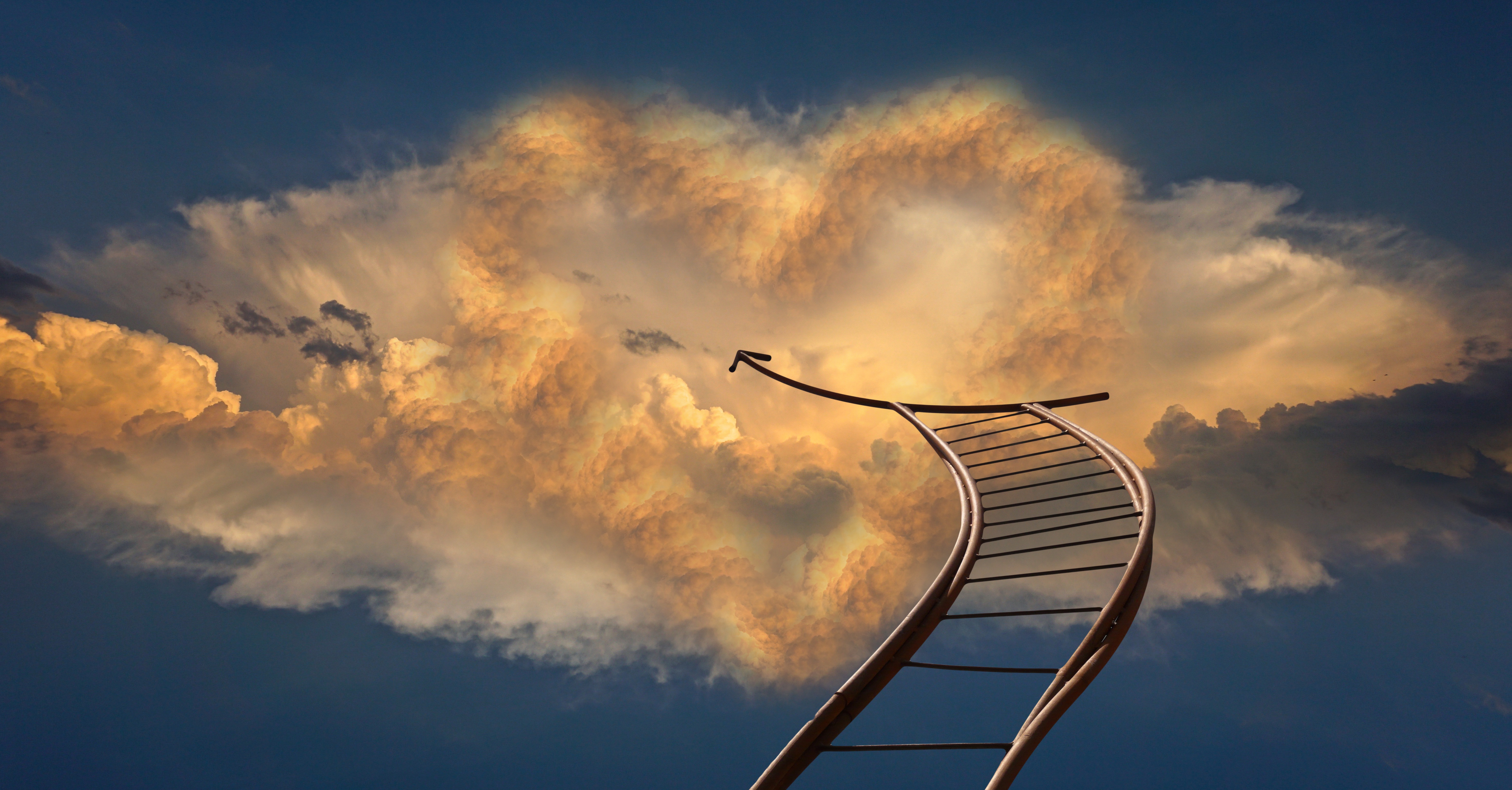 heaven, art, clouds, arrow, stairs, ladder, direction