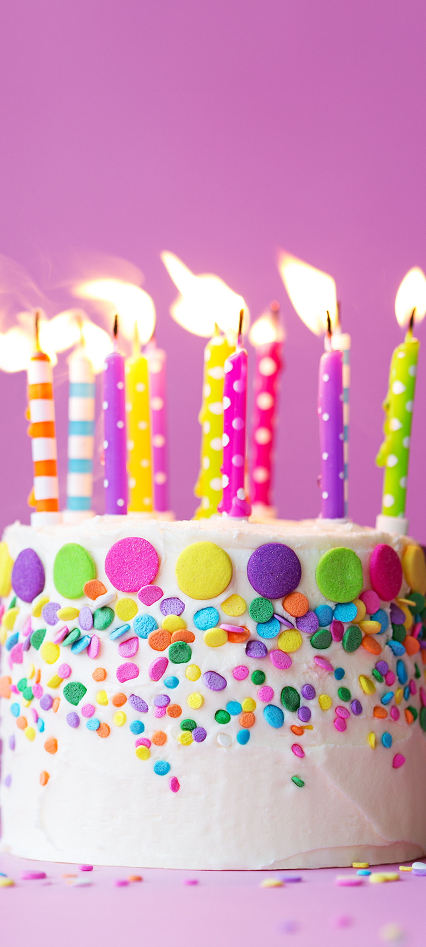 Download mobile wallpaper Holiday, Cake, Colorful, Candle, Birthday for free.