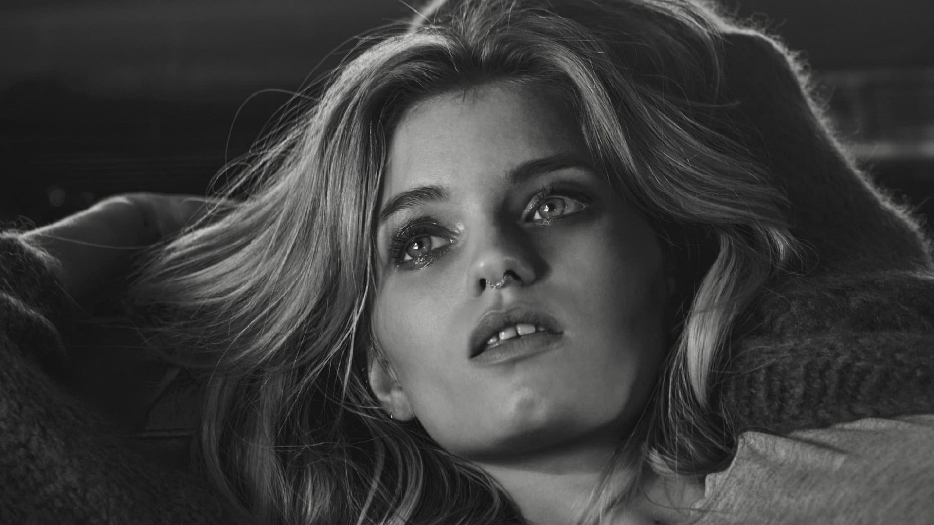 women, abbey lee kershaw, black & white, blonde, face, model cell phone wallpapers