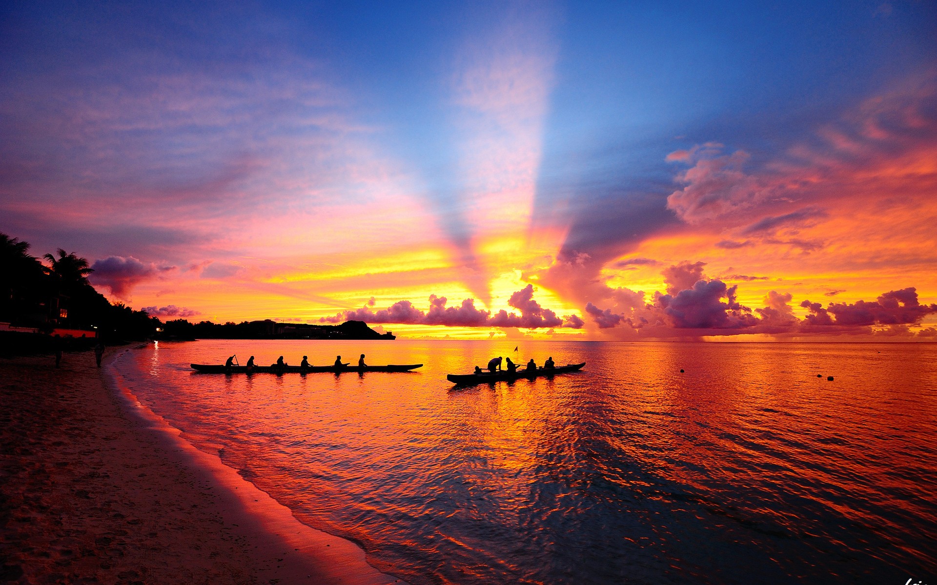 Laden Sie das Menschen, Strand, Ozean, Boot, Wolke, Himmel, Sonnenuntergang, Erde/natur-Bild kostenlos auf Ihren PC-Desktop herunter