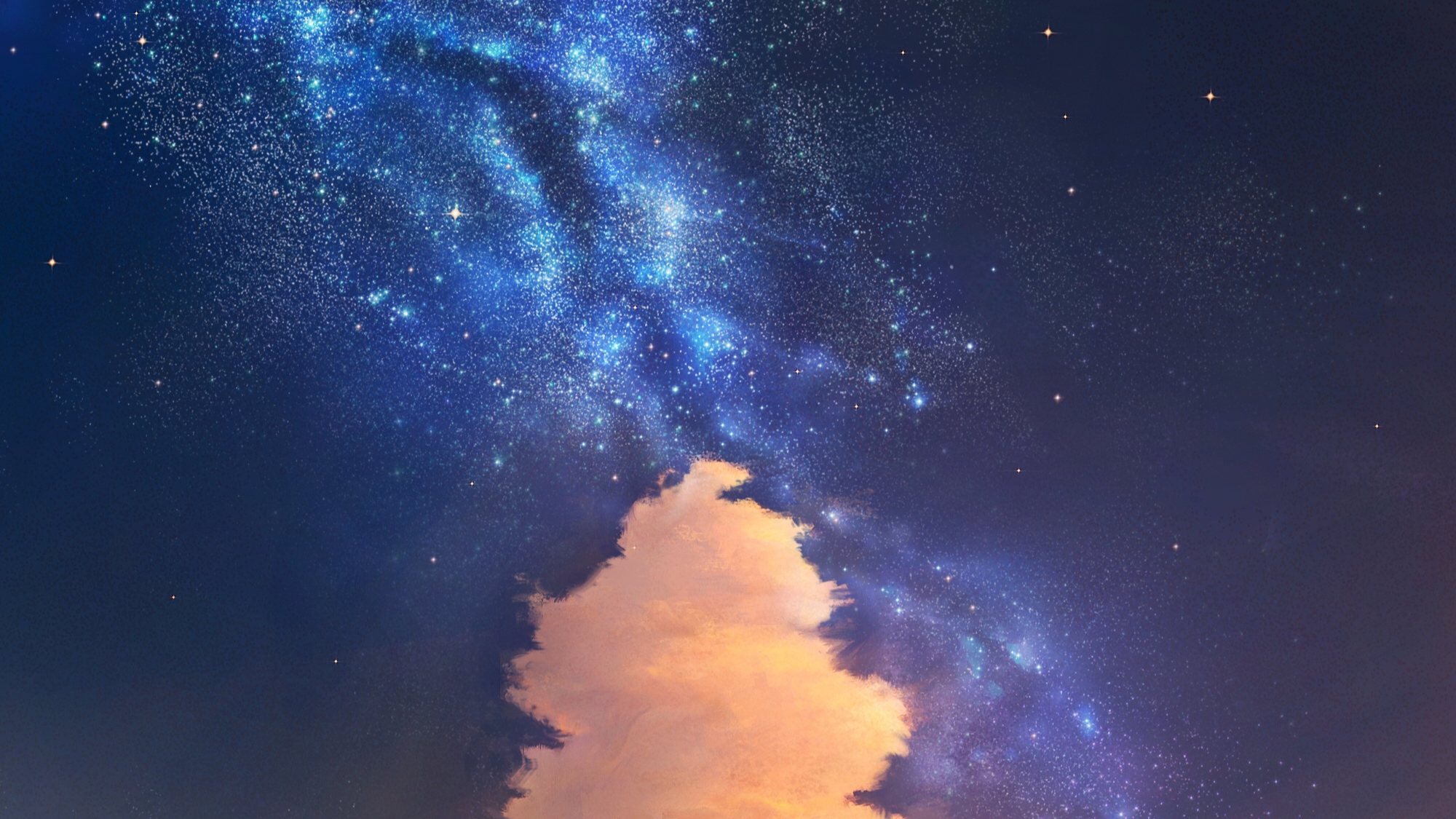 Скачать обои бесплатно Аниме, Облака, Звездное Небо, Оригинал картинка на рабочий стол ПК