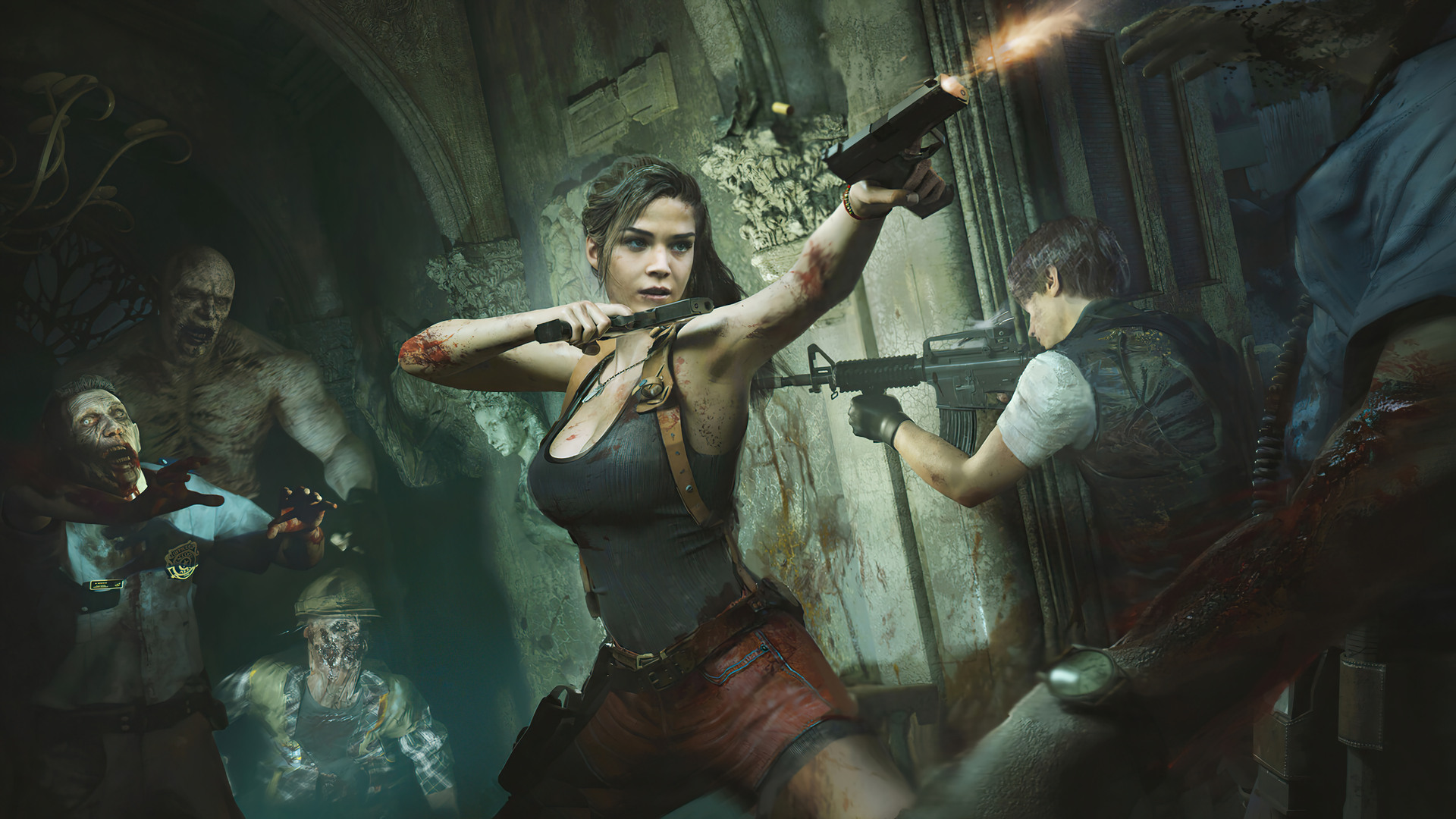 Handy-Wallpaper Resident Evil, Computerspiele, Zombie, Leon S Kennedy, Claire Rotfeld, Resident Evil 2 (2019) kostenlos herunterladen.