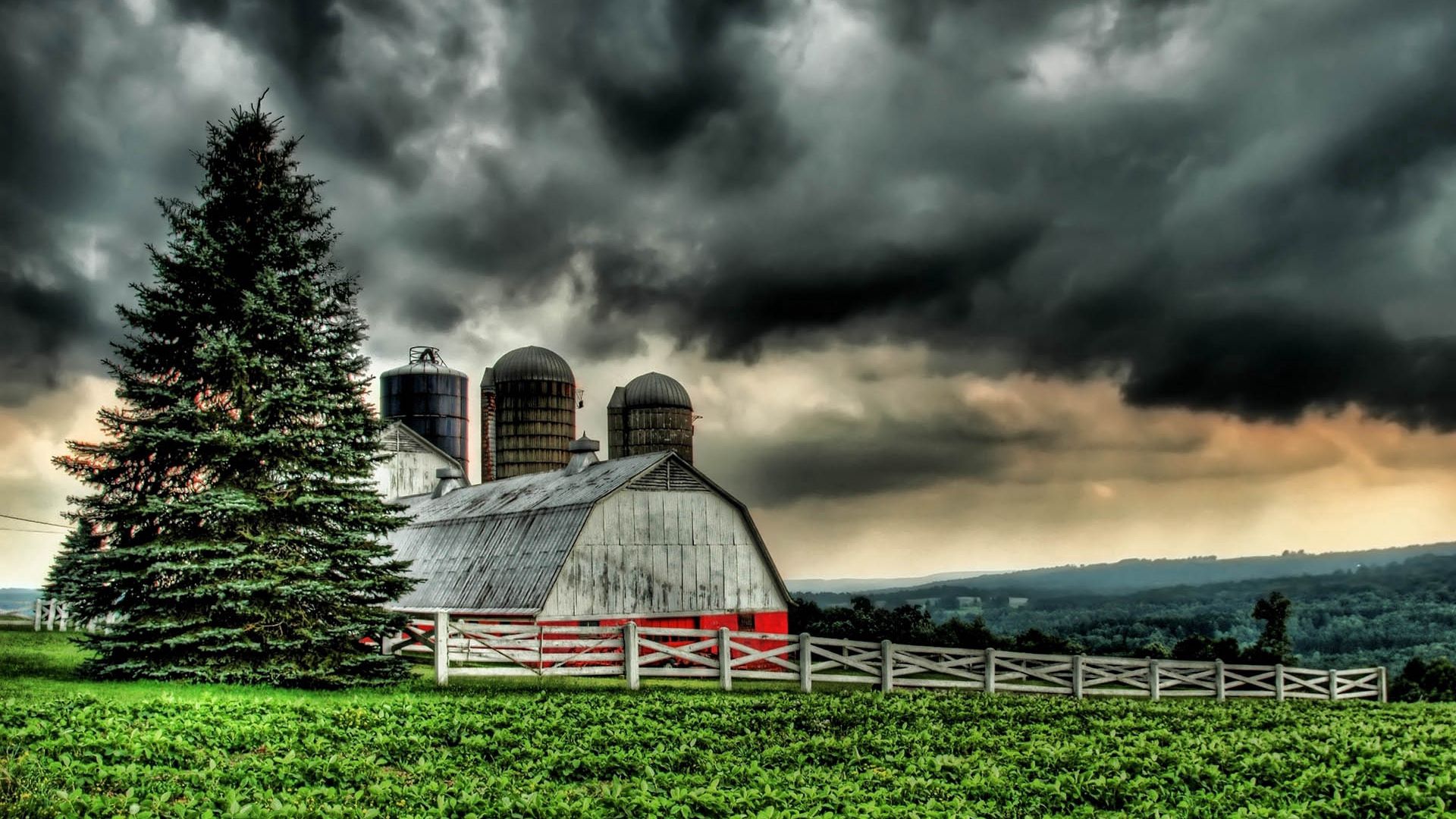 Free download wallpaper Nature, Grass, Building, Mainly Cloudy, Overcast, Cities, Village, Hdr on your PC desktop