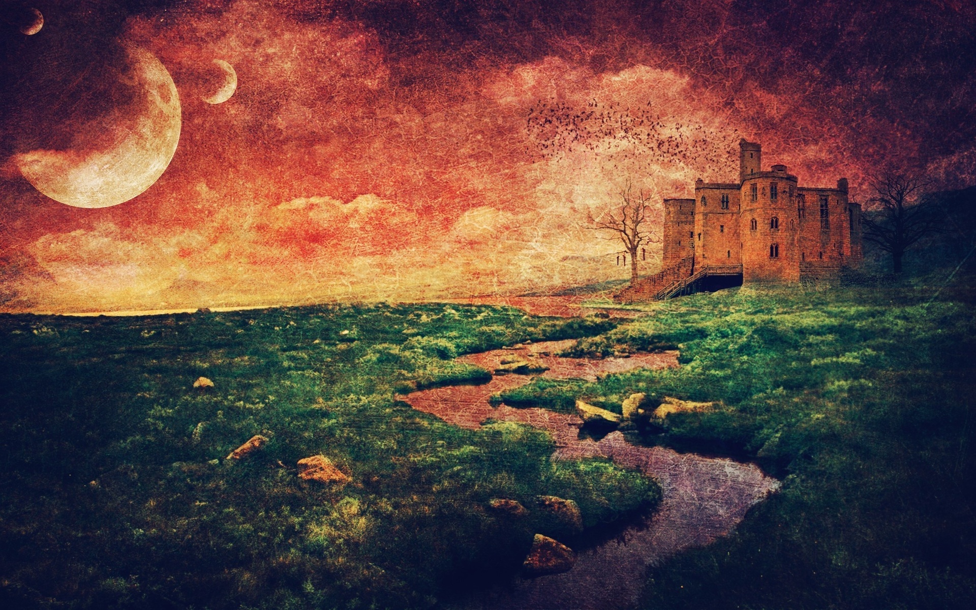 PCデスクトップに風景, 城, 暗い, 気味の悪い, ハロウィン画像を無料でダウンロード