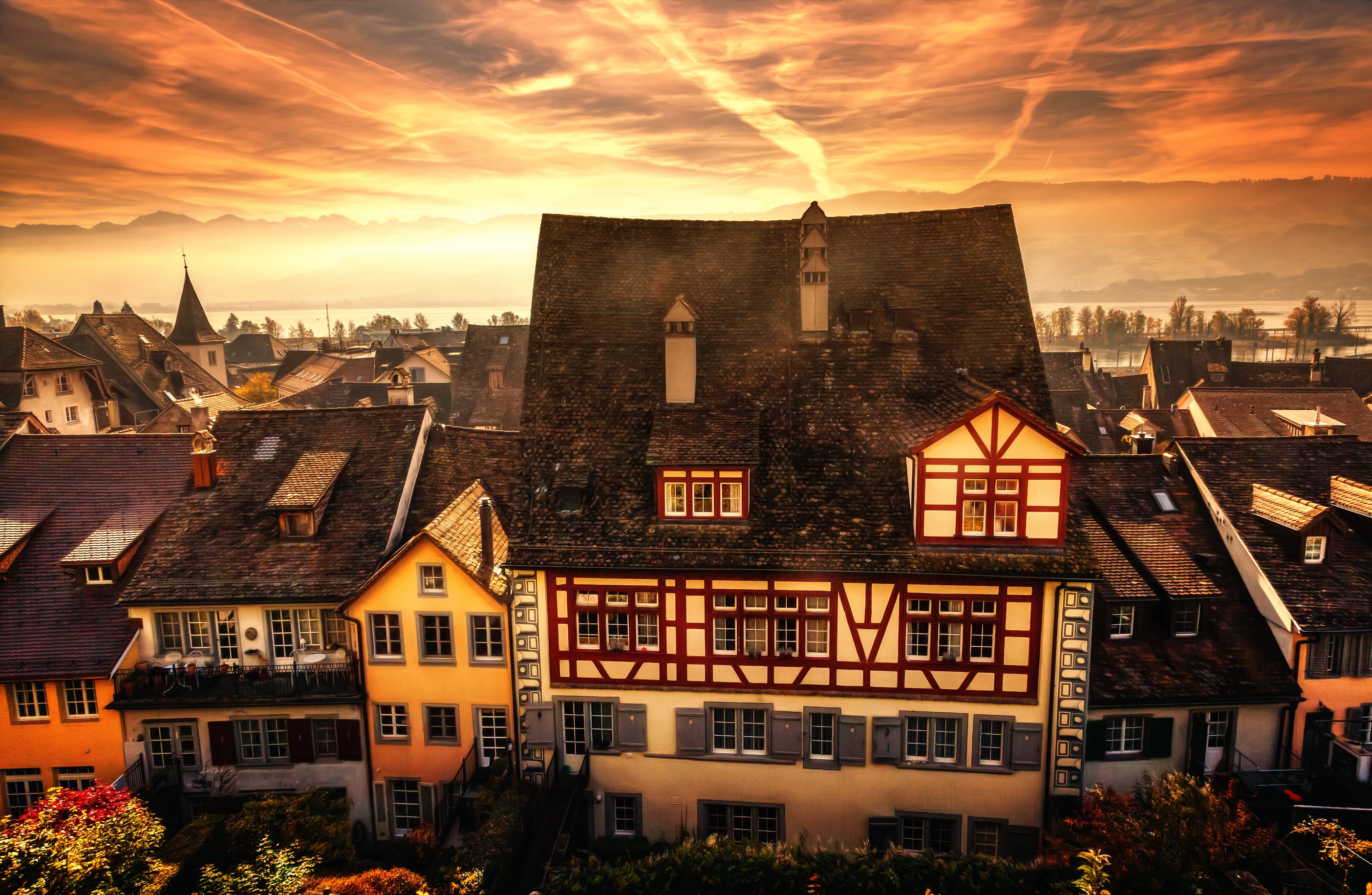 Free download wallpaper House, Panorama, Town, Man Made, Towns on your PC desktop