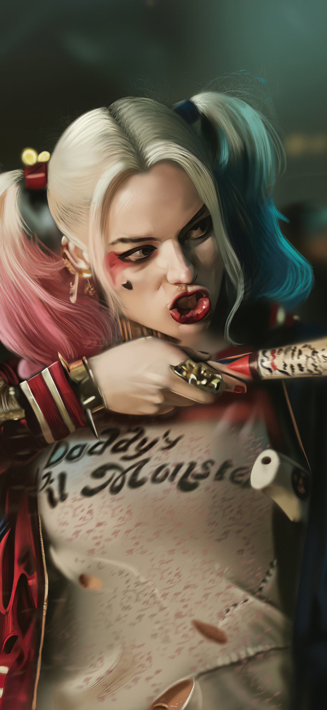 Download mobile wallpaper Face, Movie, Harley Quinn, White Hair, Dc Comics, Twintails, Suicide Squad, Two Toned Hair, Margot Robbie for free.