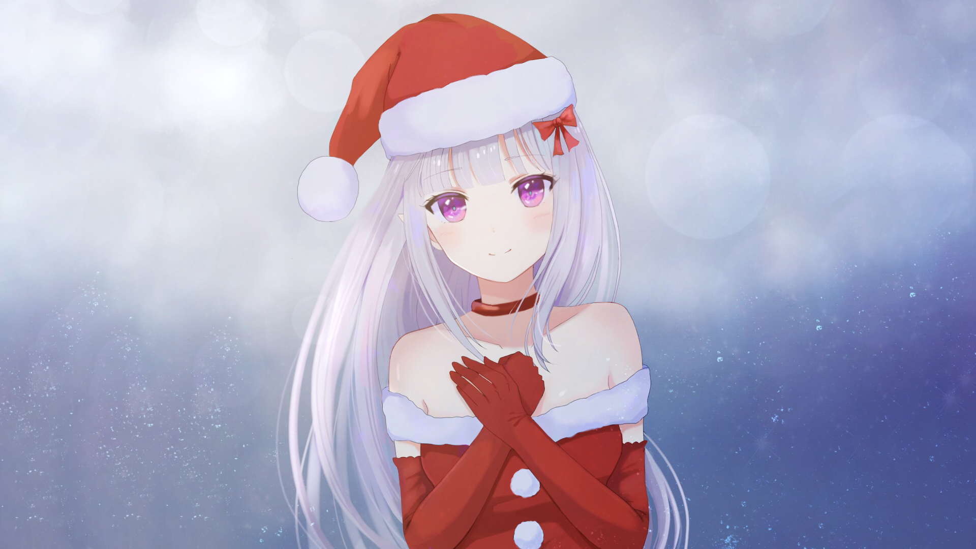 Laden Sie das Animes, Lila Augen, Weißes Haar, Weihnachtsmütze, Emilia (Re: Zero), Re:zero Das Leben In Einer Anderen Welt Beginnen-Bild kostenlos auf Ihren PC-Desktop herunter