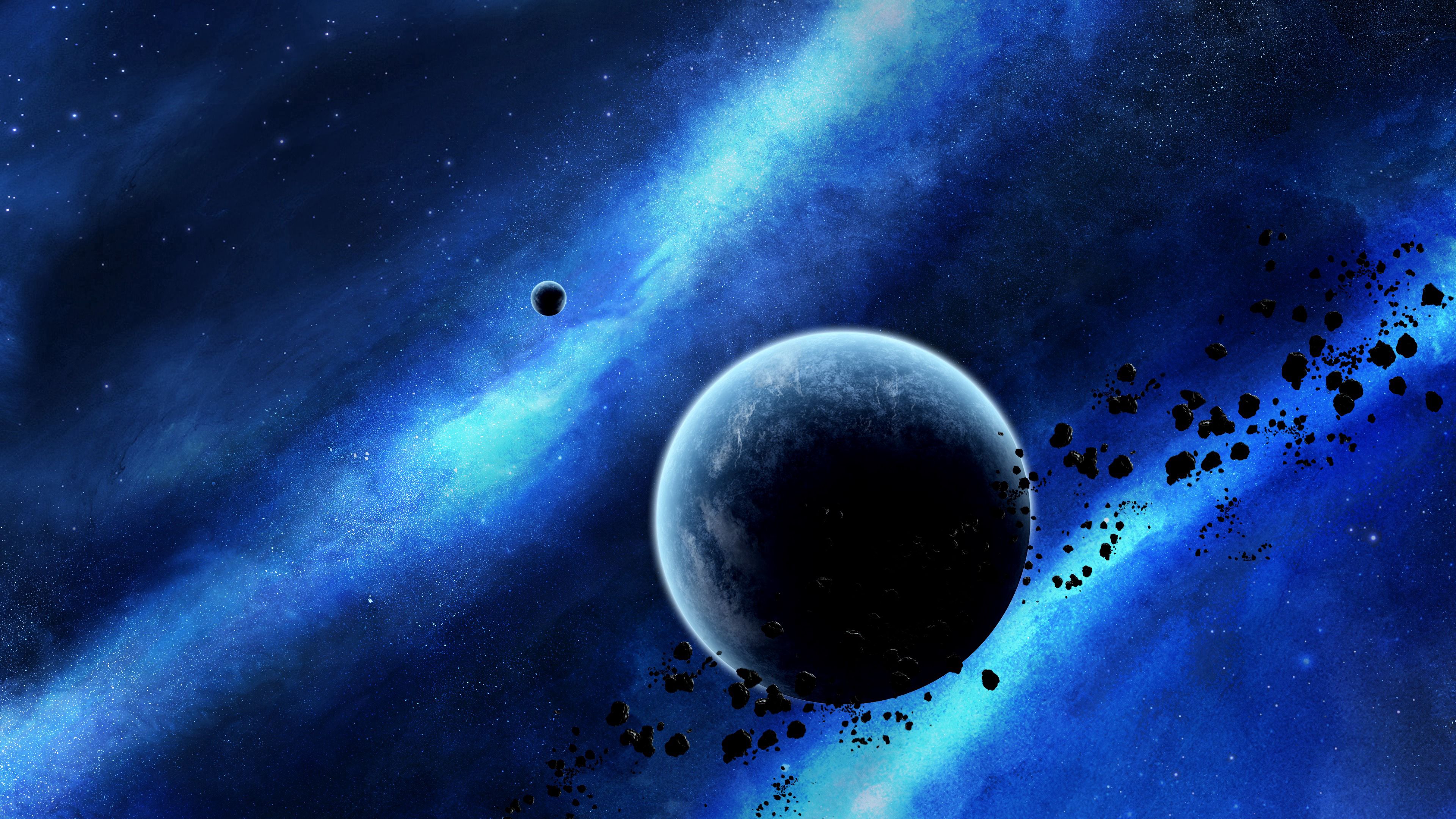 asteroids, universe, glow, planet