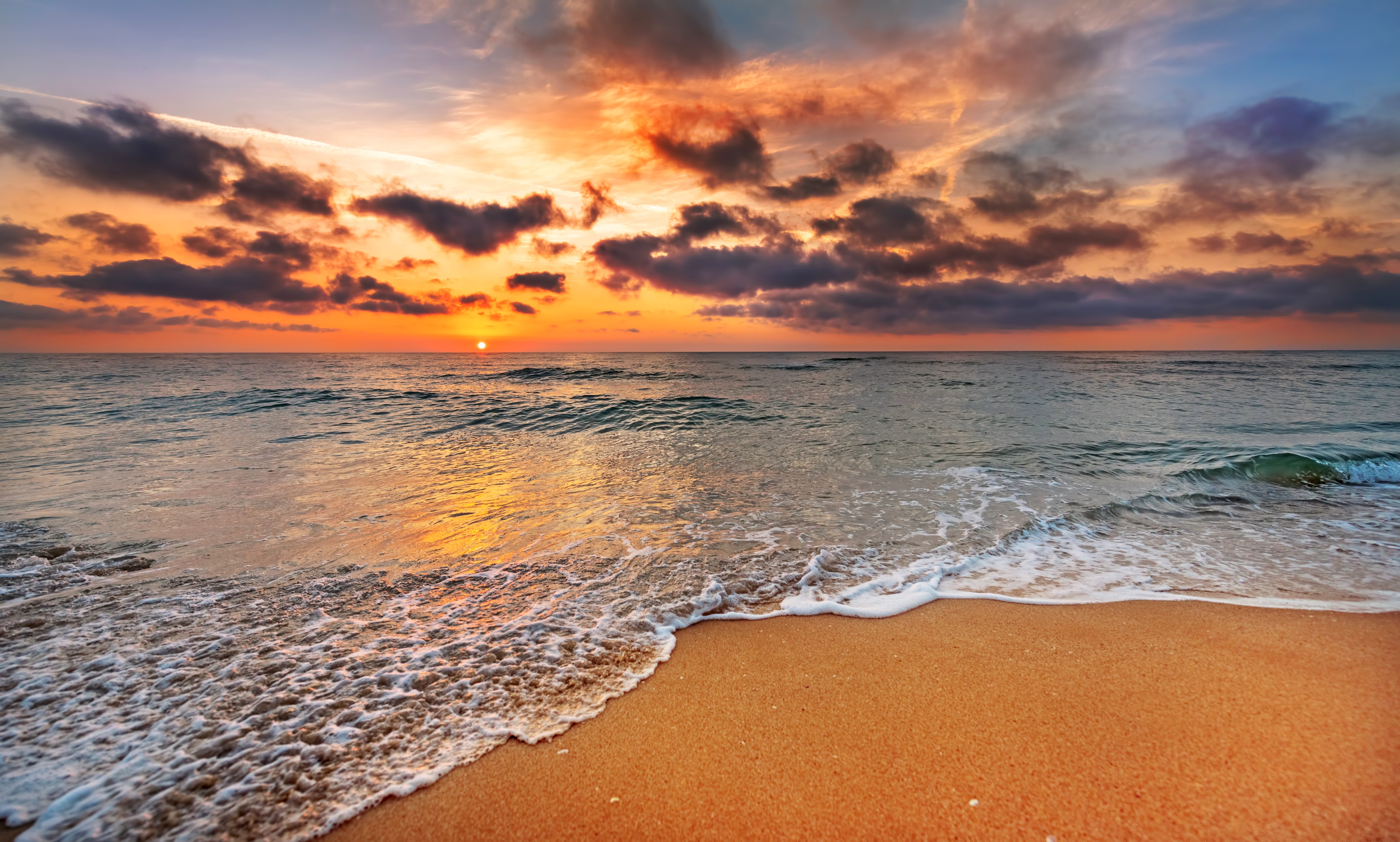 Baixe gratuitamente a imagem Pôr Do Sol, Céu, Mar, Praia, Horizonte, Oceano, Nuvem, Terra/natureza na área de trabalho do seu PC