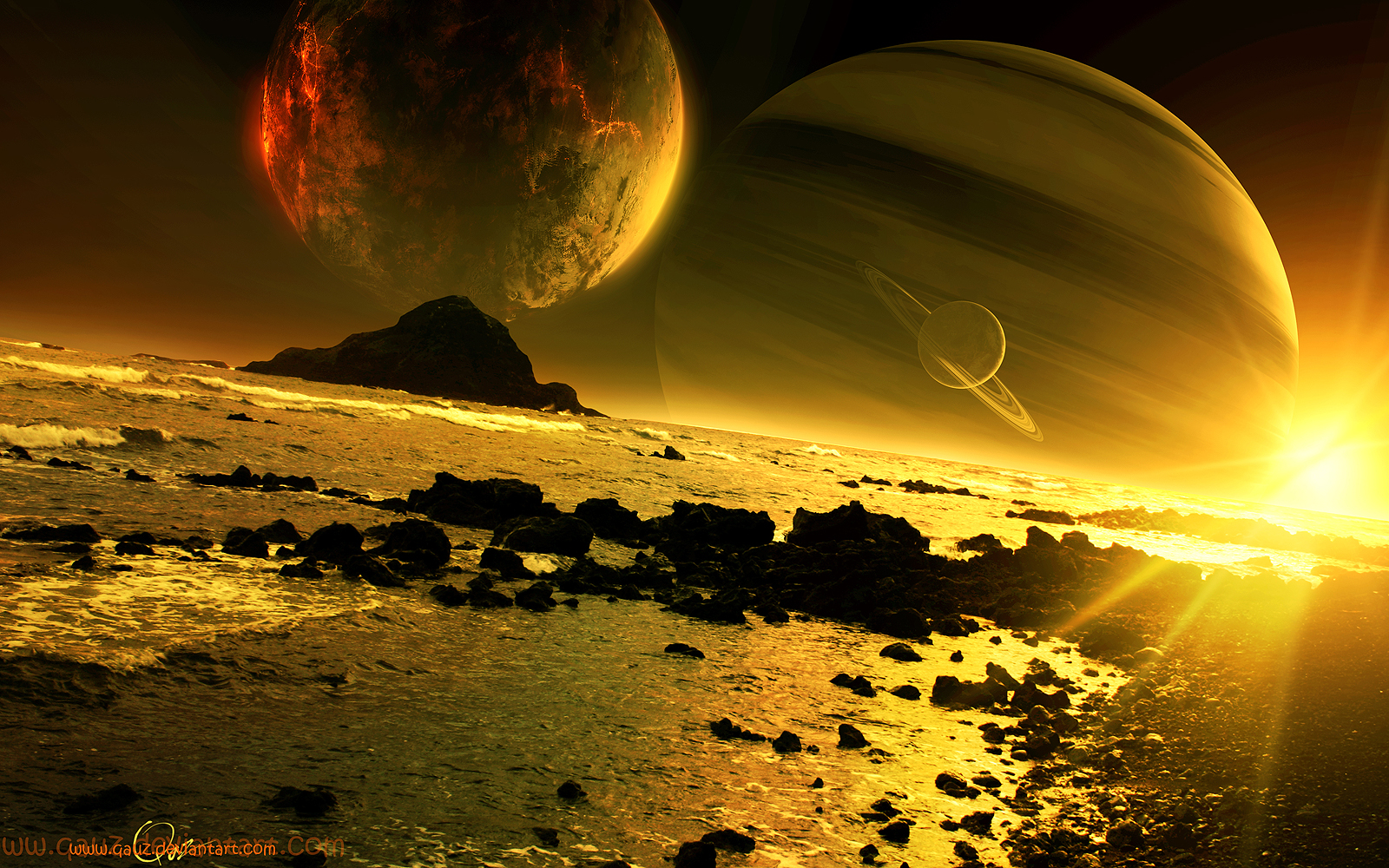 Free download wallpaper Sunrise, Planet, Sci Fi, Planetscape on your PC desktop