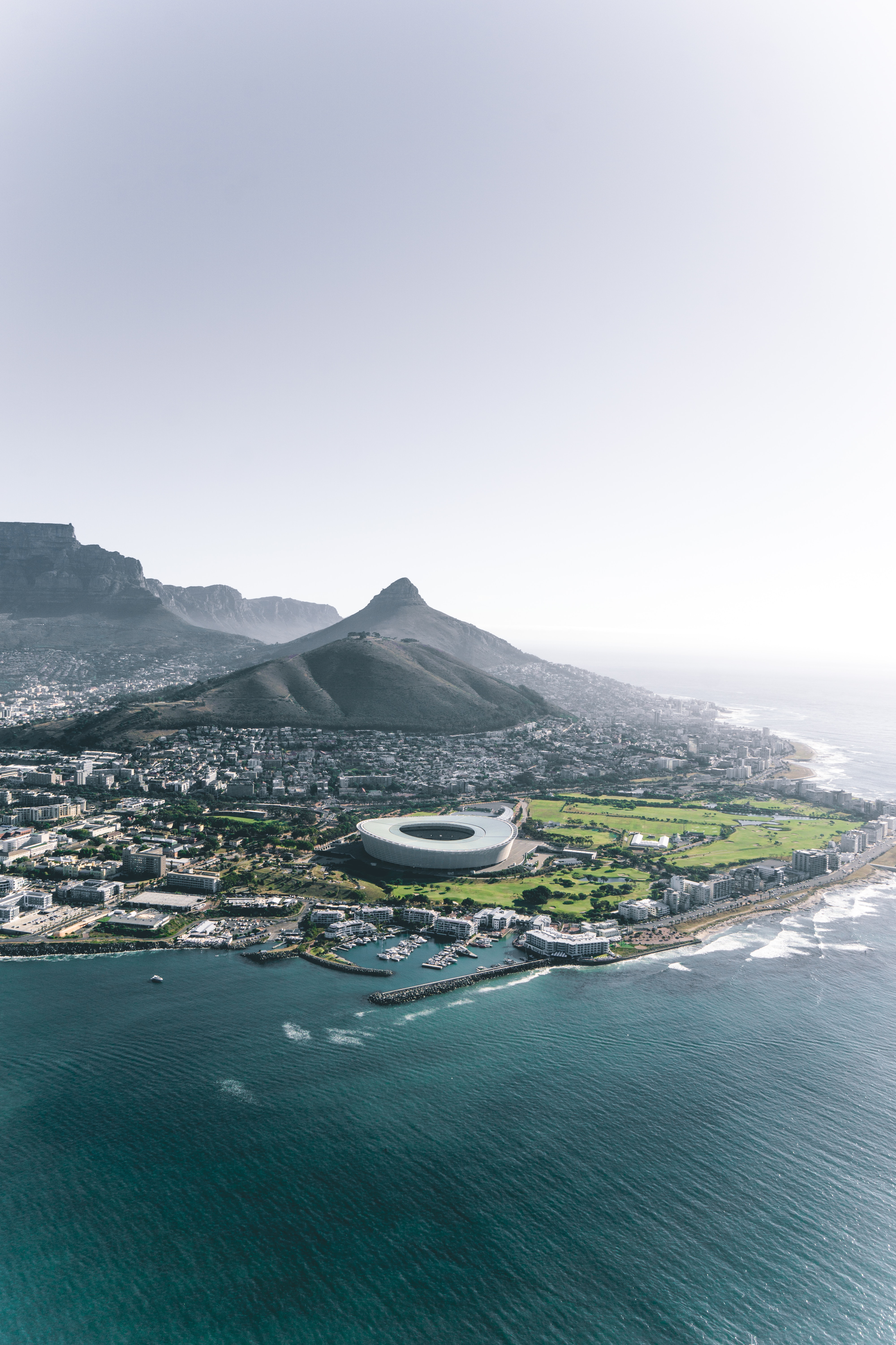 53606 завантажити шпалери міста, архітектура, місто, вид зверху, берег, узбережжя, пар, кейптаун, південно африканська республіка - заставки і картинки безкоштовно
