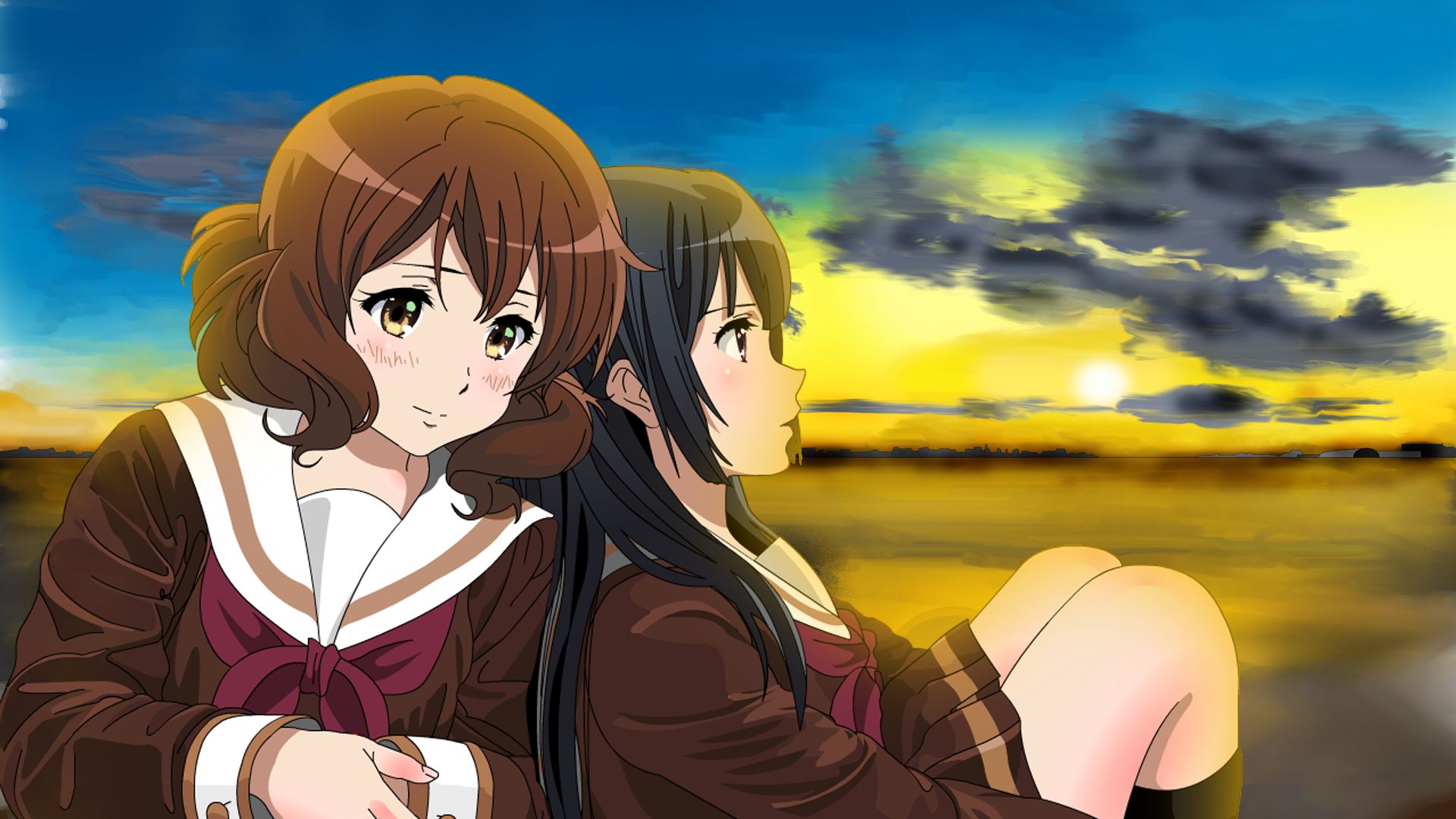 Laden Sie das Animes, Kumiko Oumae, Reina Kousaka, Hibike! Euphonium-Bild kostenlos auf Ihren PC-Desktop herunter