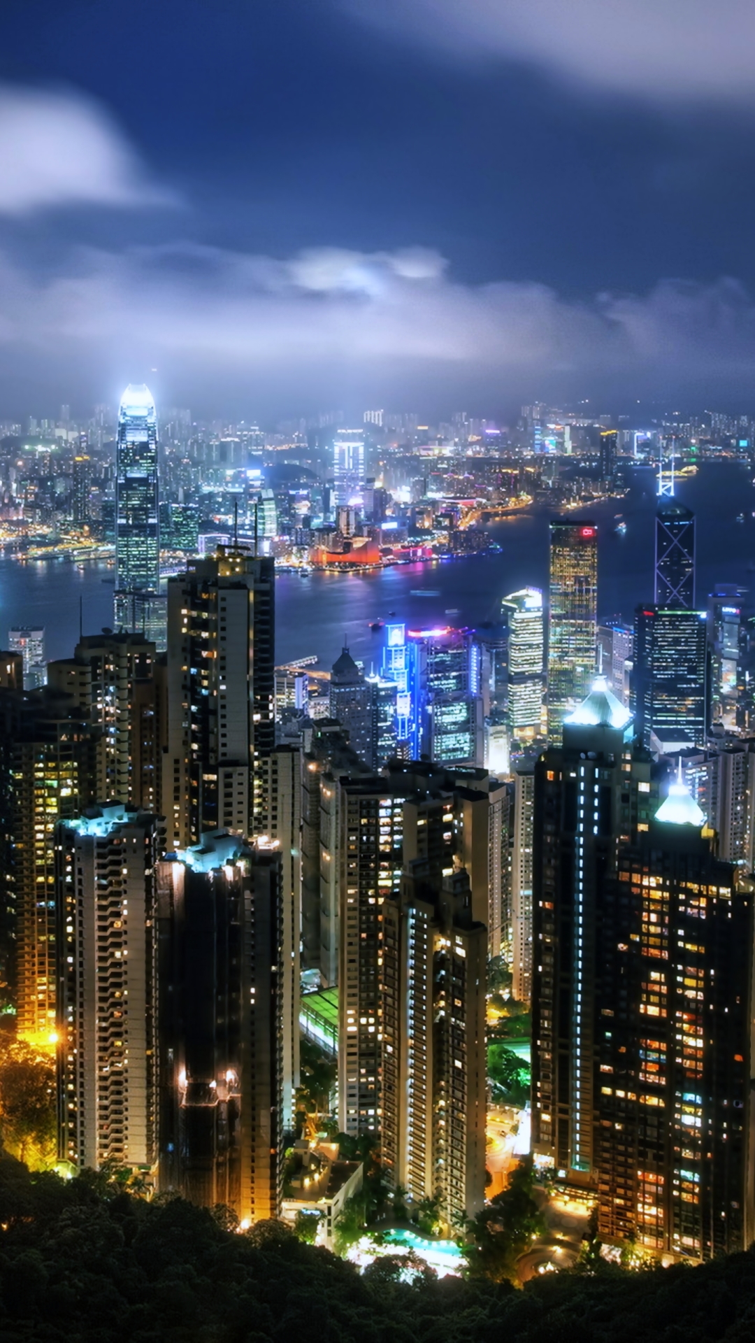 Download mobile wallpaper Cities, Night, City, Skyscraper, Building, Light, Hong Kong, Man Made for free.