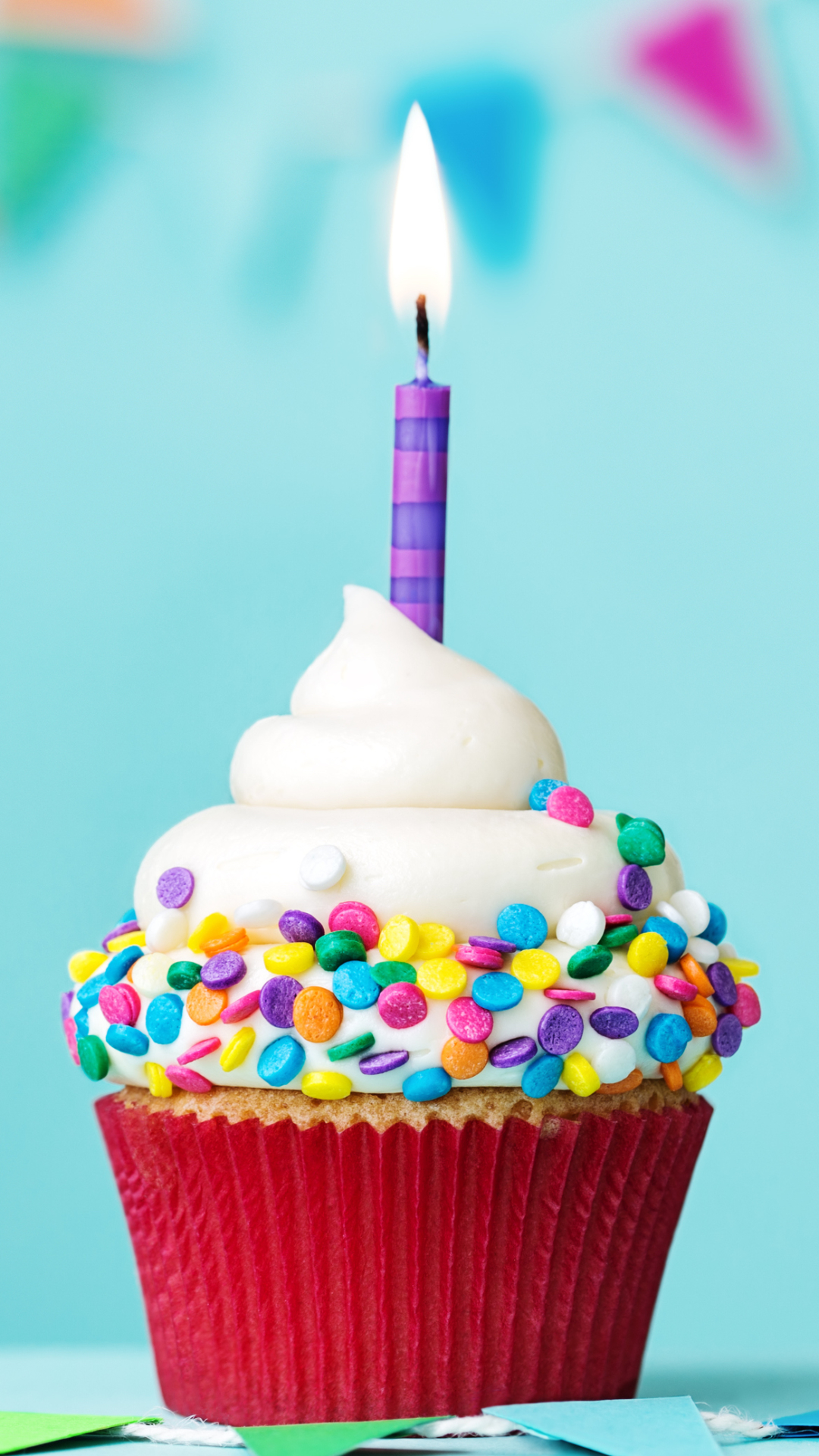 Download mobile wallpaper Food, Candle, Cupcake, Birthday for free.