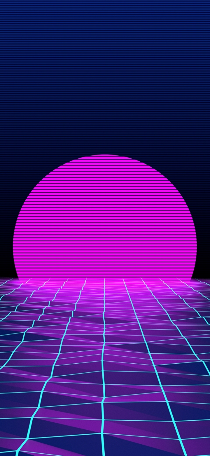 Download mobile wallpaper Sun, Neon, Artistic, Retro Wave for free.