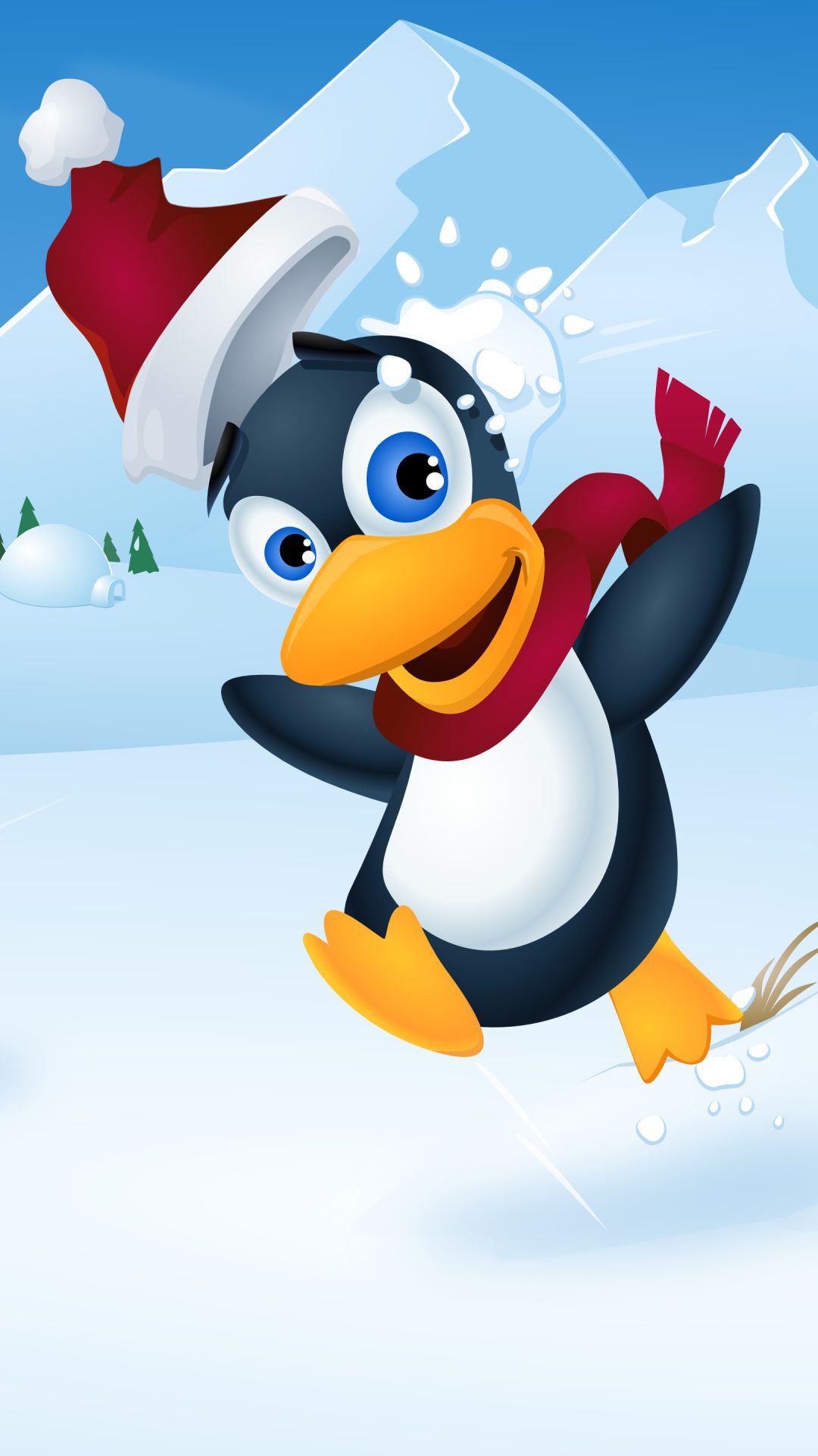 Descarga gratuita de fondo de pantalla para móvil de Navidad, Día Festivo, Pingüino, Sombrero De Santa.