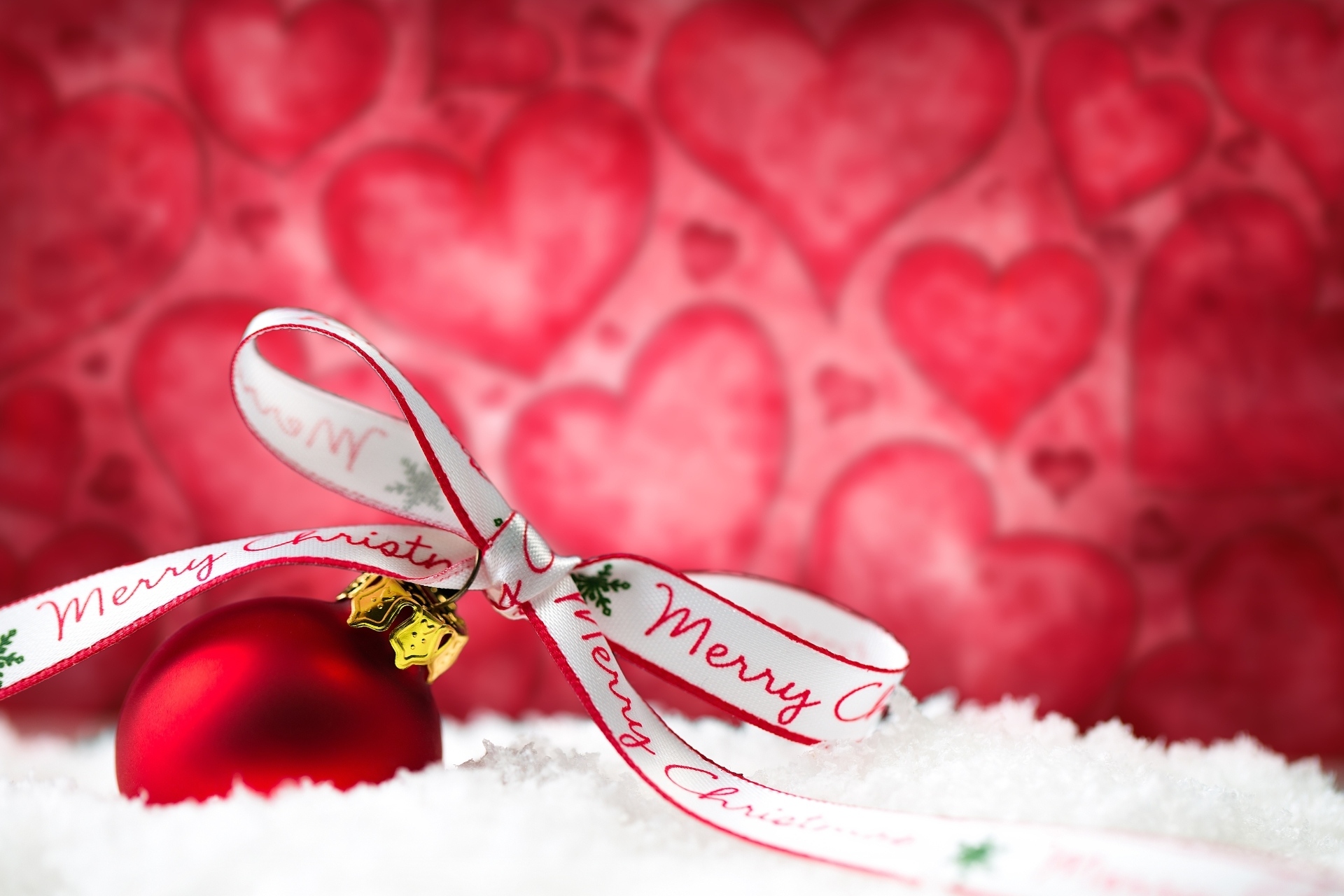 Download mobile wallpaper Snow, Christmas, Holiday, Ribbon, Merry Christmas, Bauble for free.