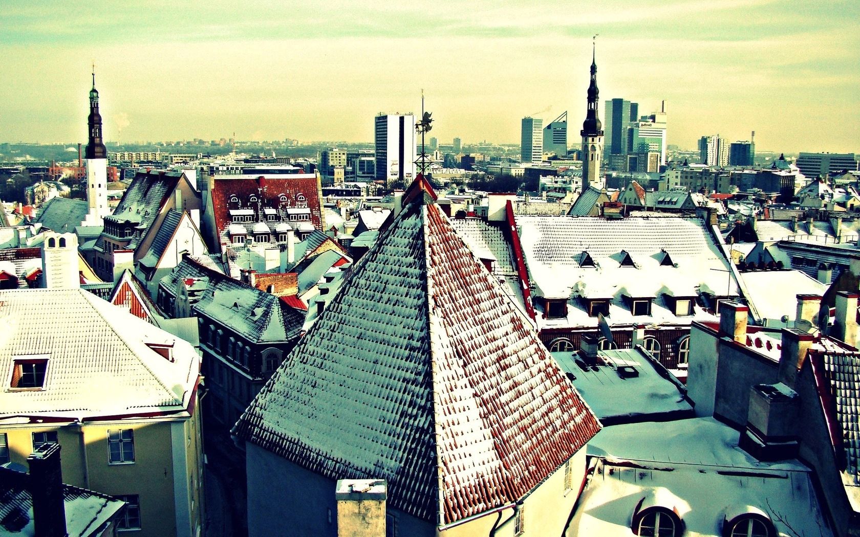 Free download wallpaper Cities, Winter, Snow, Roof, Roofs, Vane, Tower on your PC desktop
