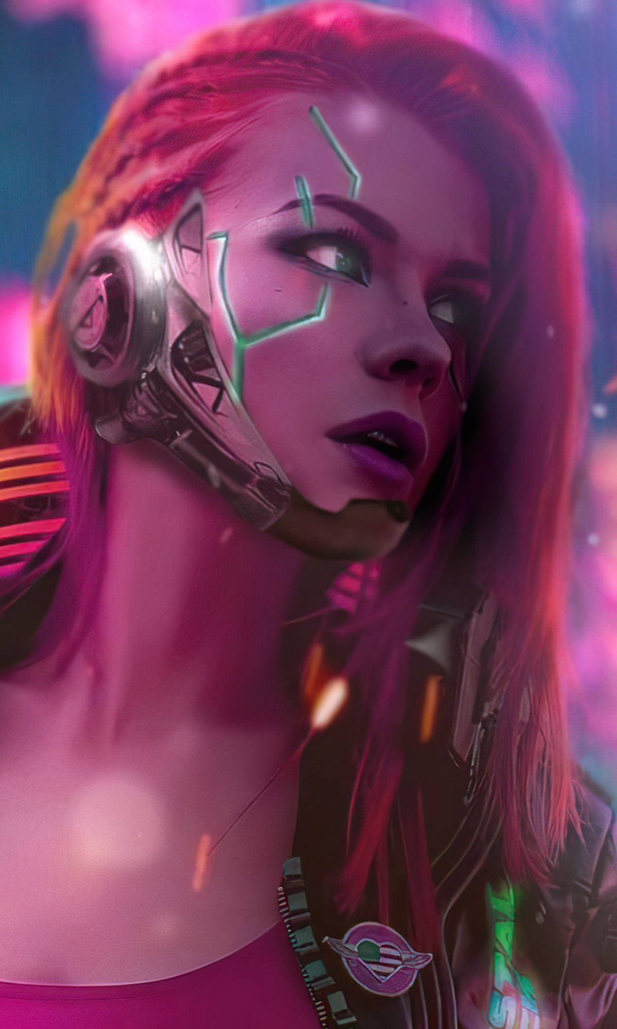 Handy-Wallpaper Cyberpunk, Science Fiction, Futuristisch, Pinkes Haar kostenlos herunterladen.