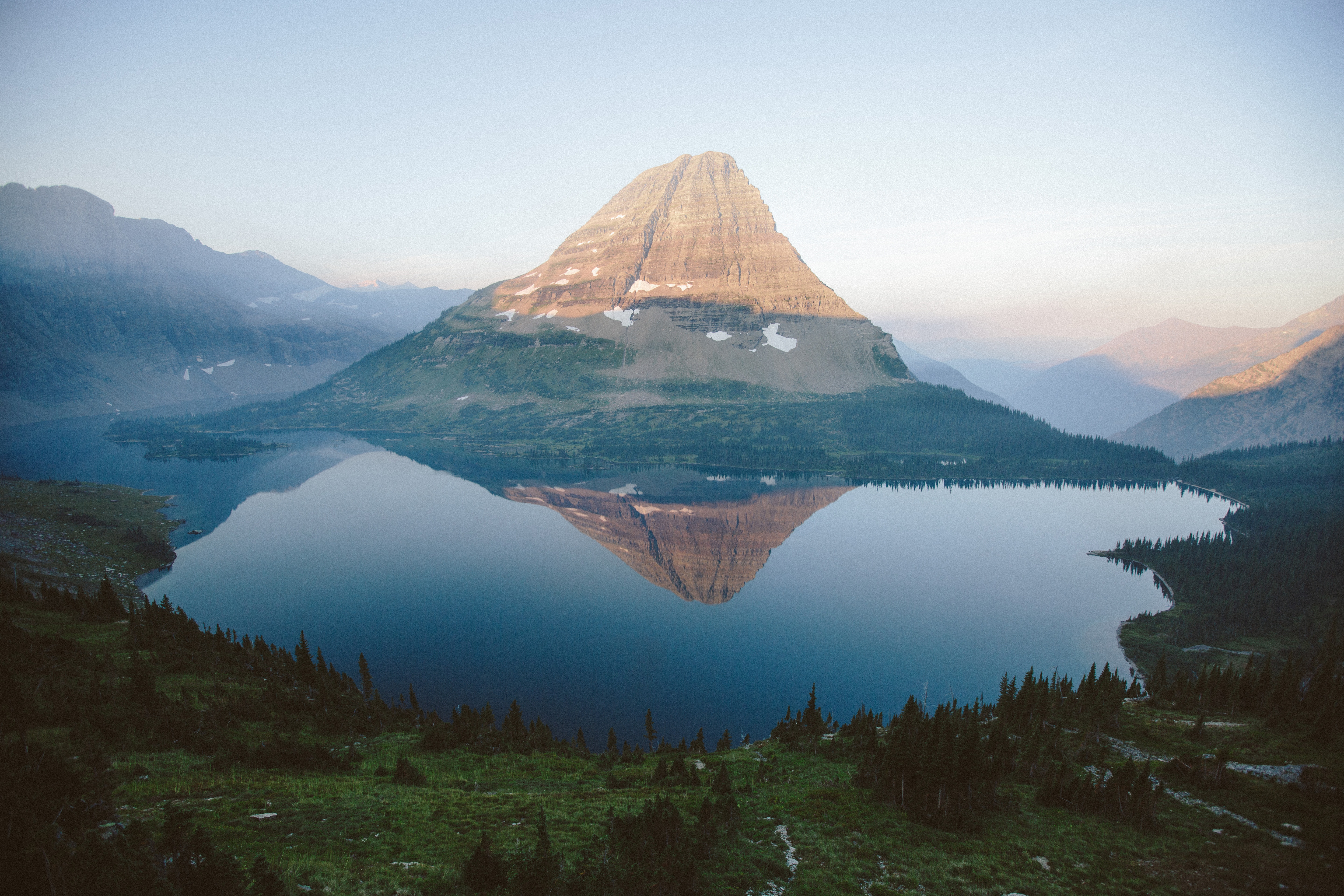 Download mobile wallpaper Vertex, Top, Reflection, Mountain, Lake, Nature for free.