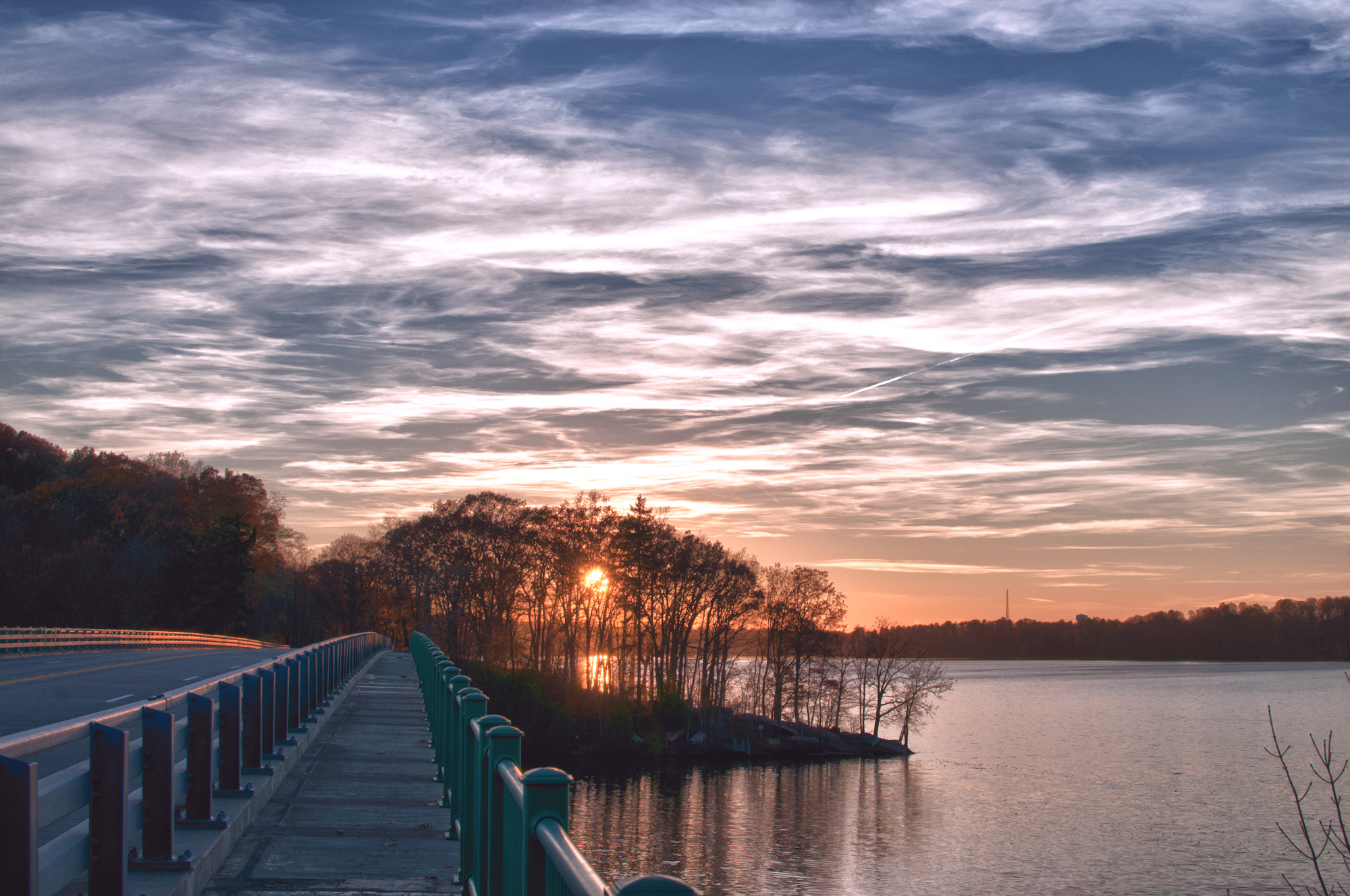 Free download wallpaper Sunset, Sky, Road, River, Photography on your PC desktop