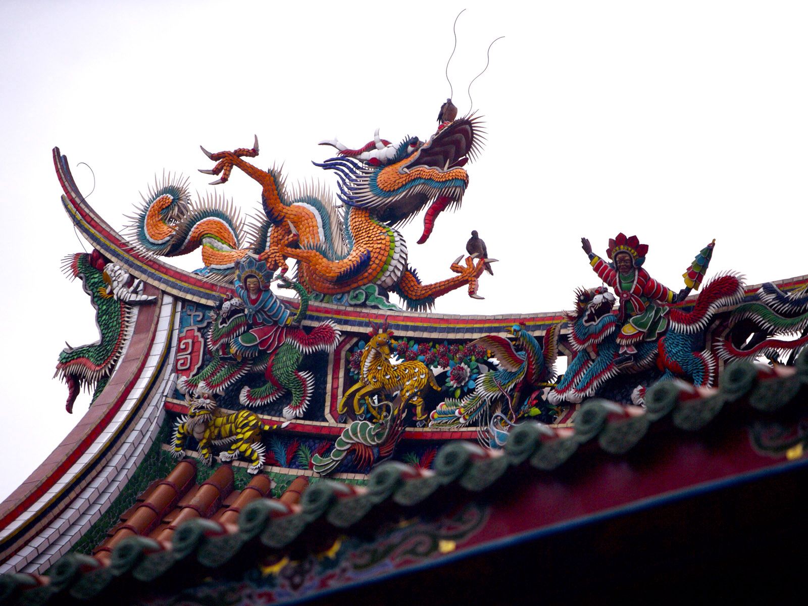 china, miscellanea, miscellaneous, dragon, roof, decoration