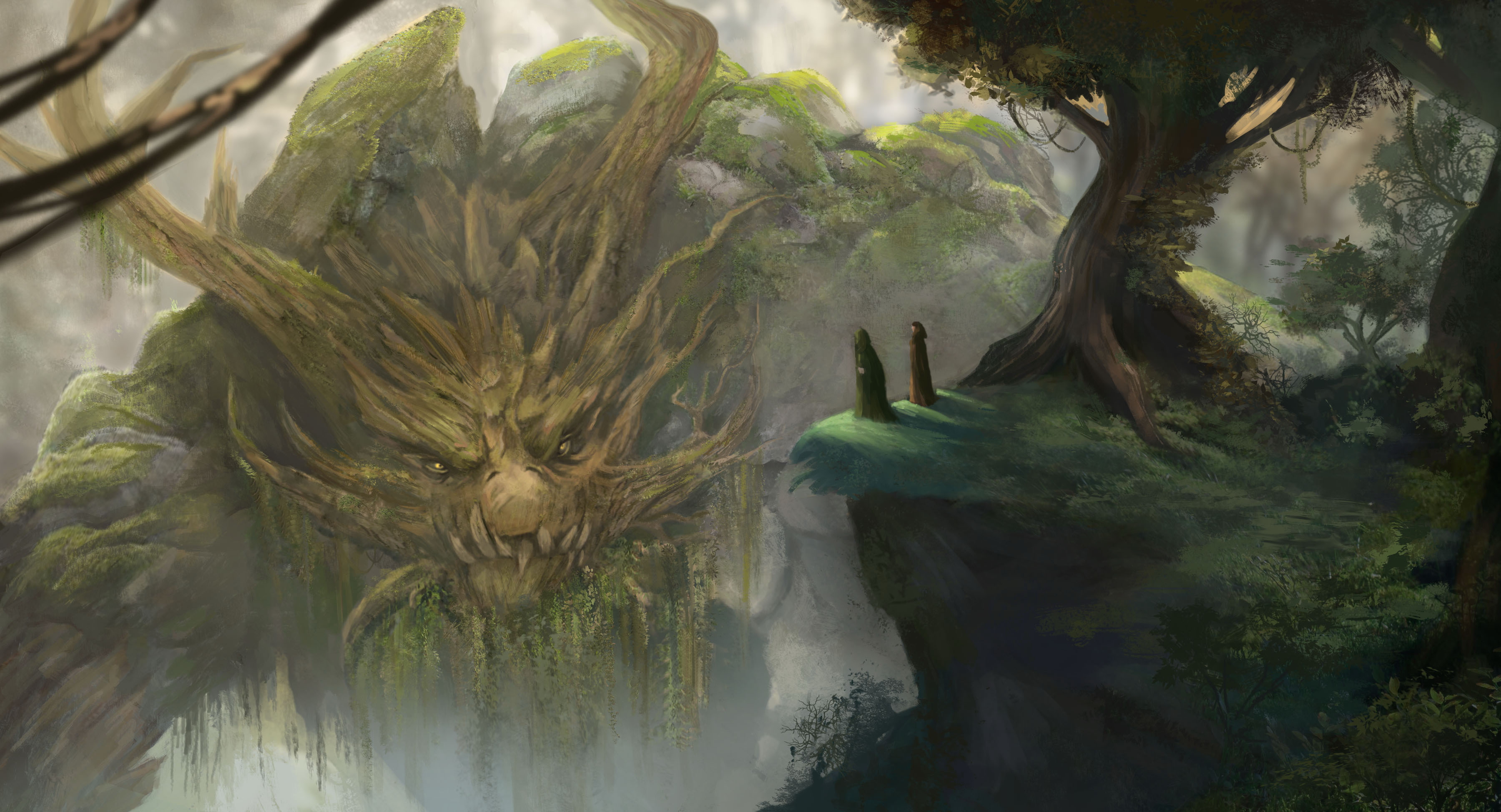 Laden Sie das Fantasie, Wald, Baum, Kreatur, Hörner-Bild kostenlos auf Ihren PC-Desktop herunter