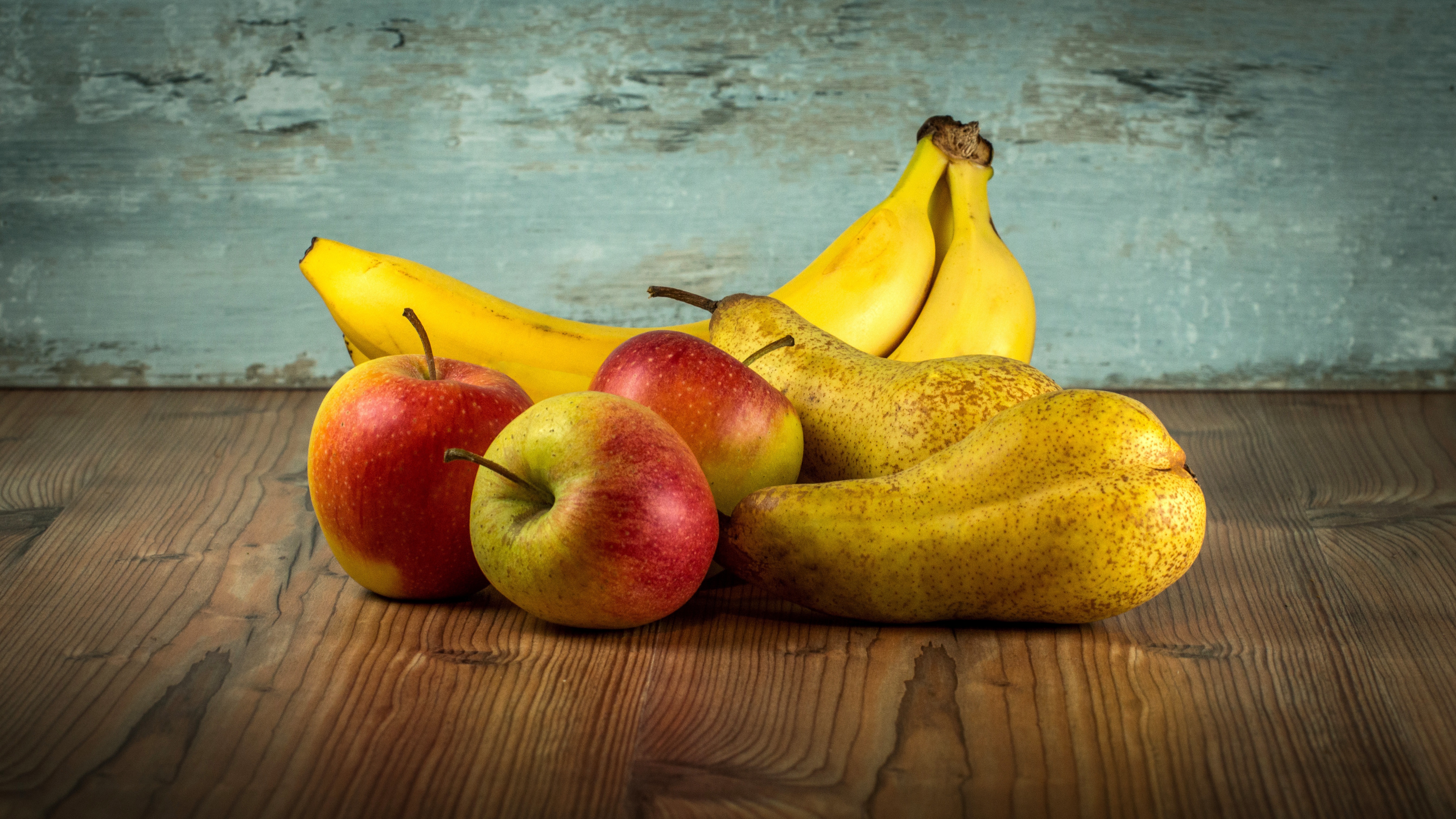 fruits, food, bananas, apples, pears