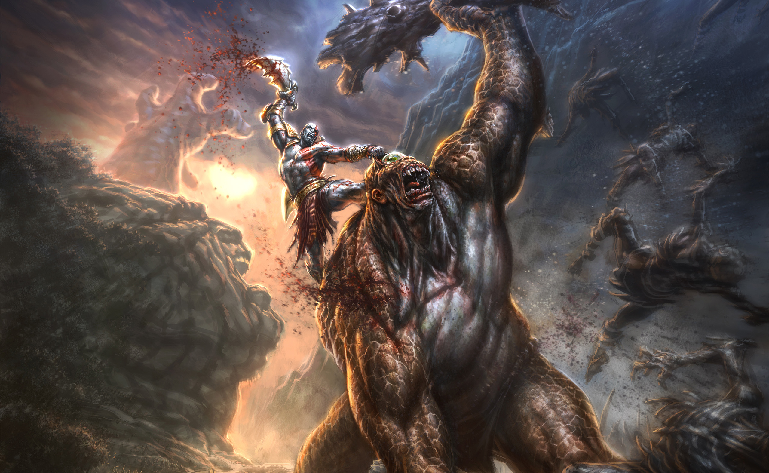 kratos (god of war), god of war, video game, god of war iii, cyclops (mythology)