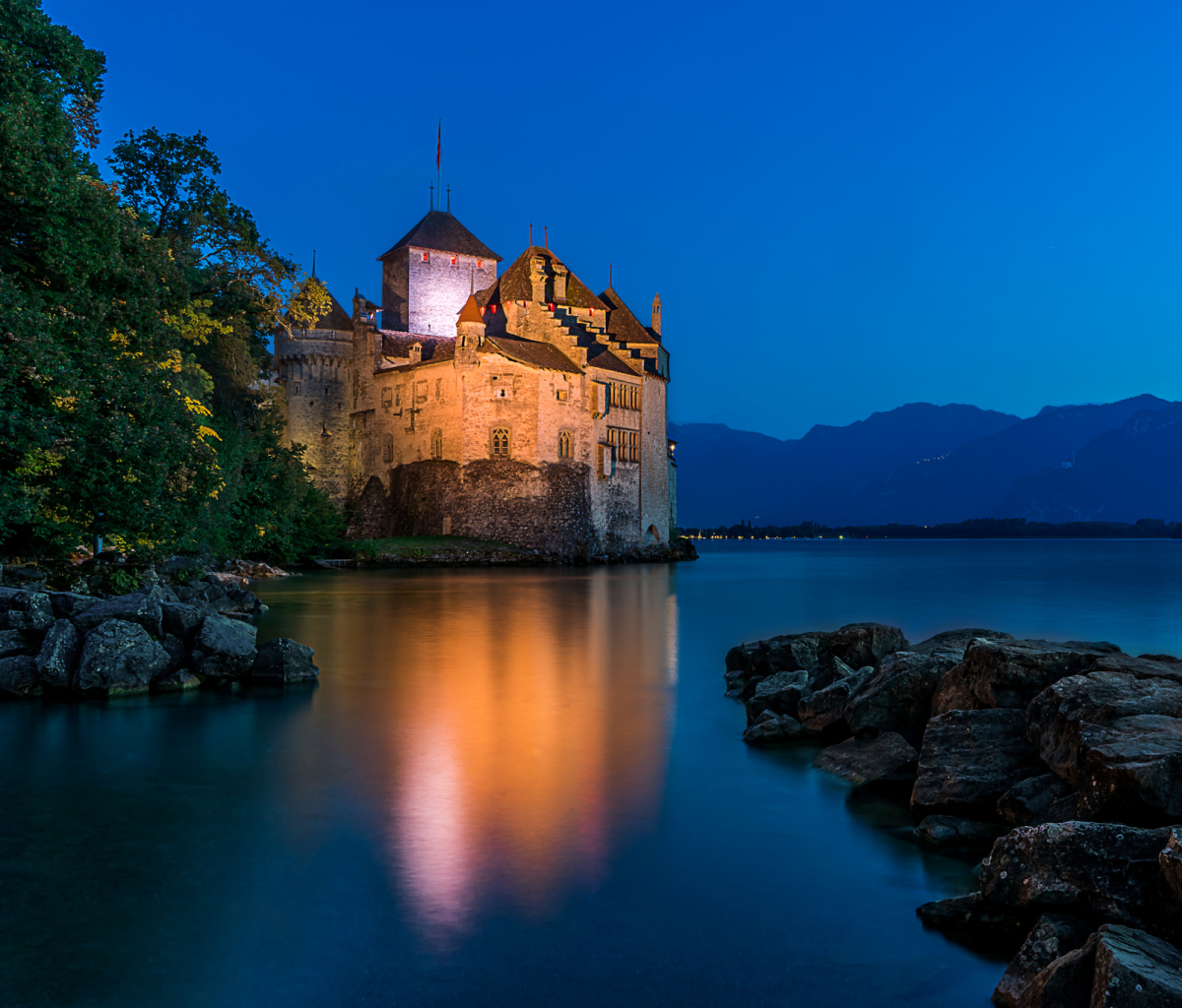 Download mobile wallpaper Castles, Lake, Switzerland, Man Made, Castle, Château De Chillon, Chateau De Chillon for free.