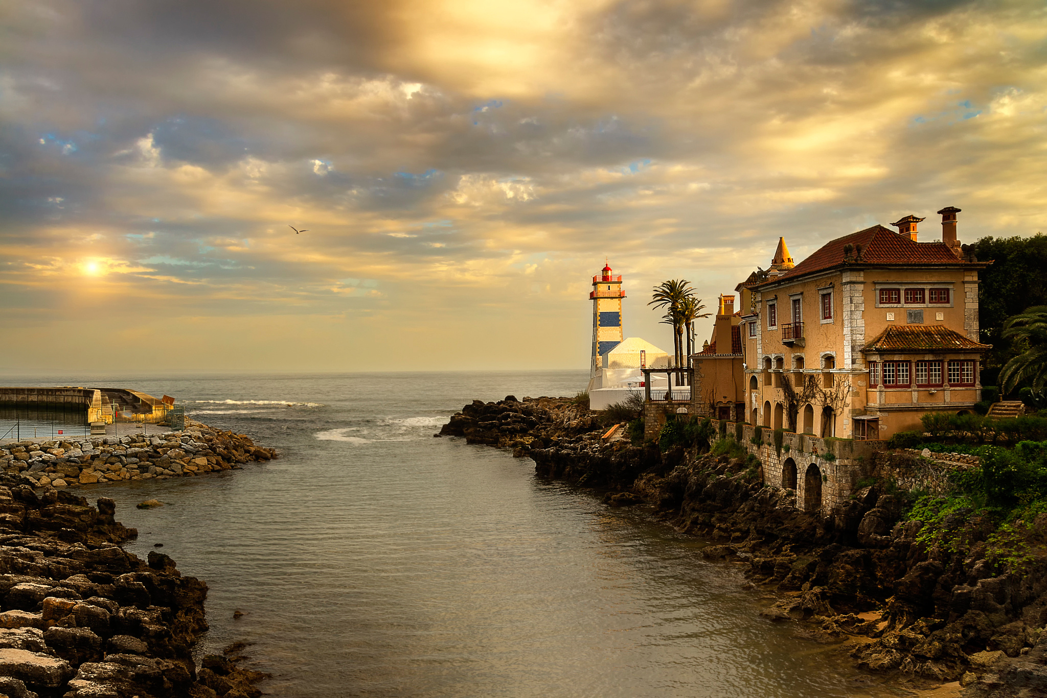 Скачать обои бесплатно Santa Marta Lighthouse Museum, Португалия, Города, Здания картинка на рабочий стол ПК