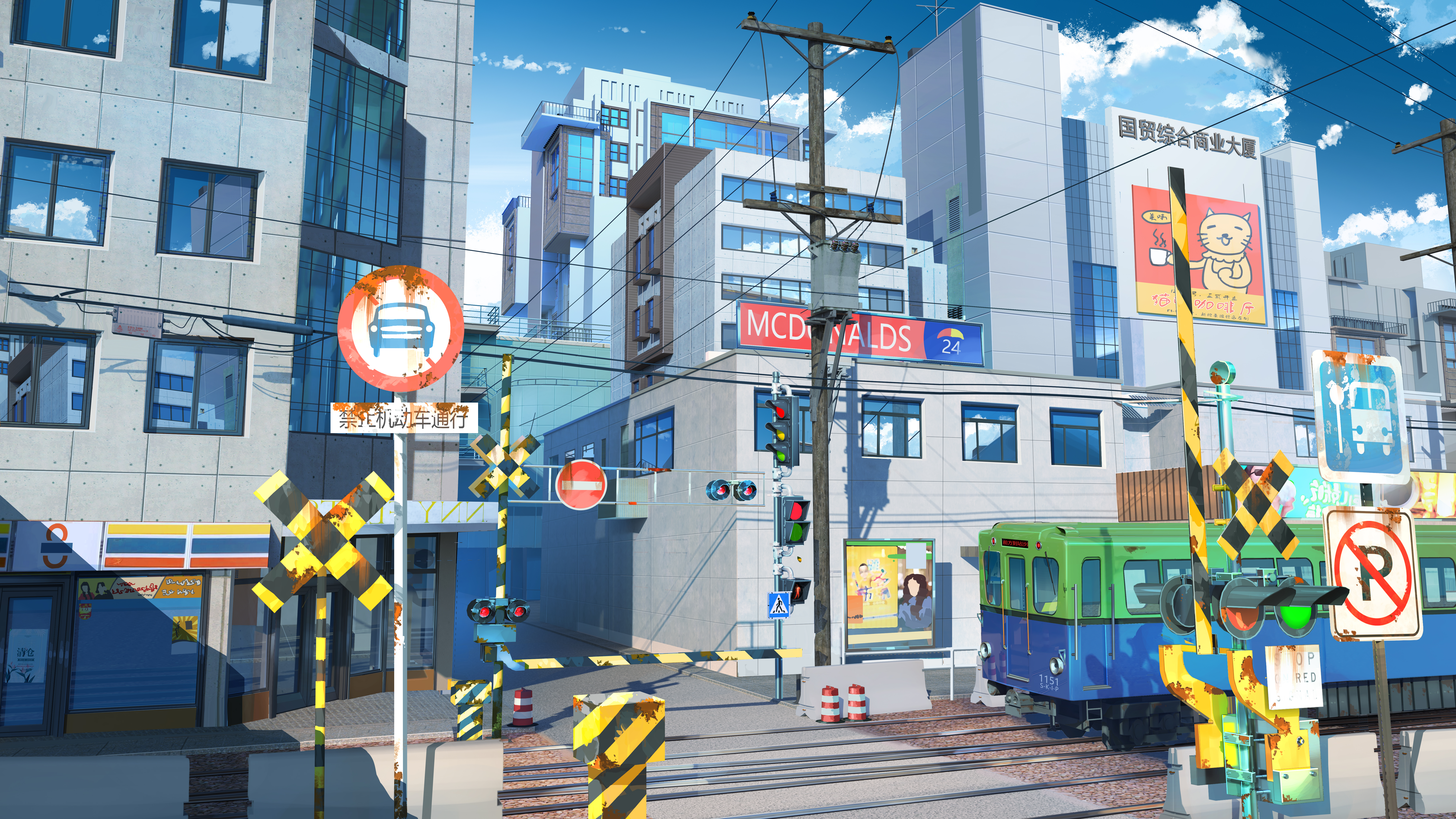 Free download wallpaper Anime, Building, Train on your PC desktop