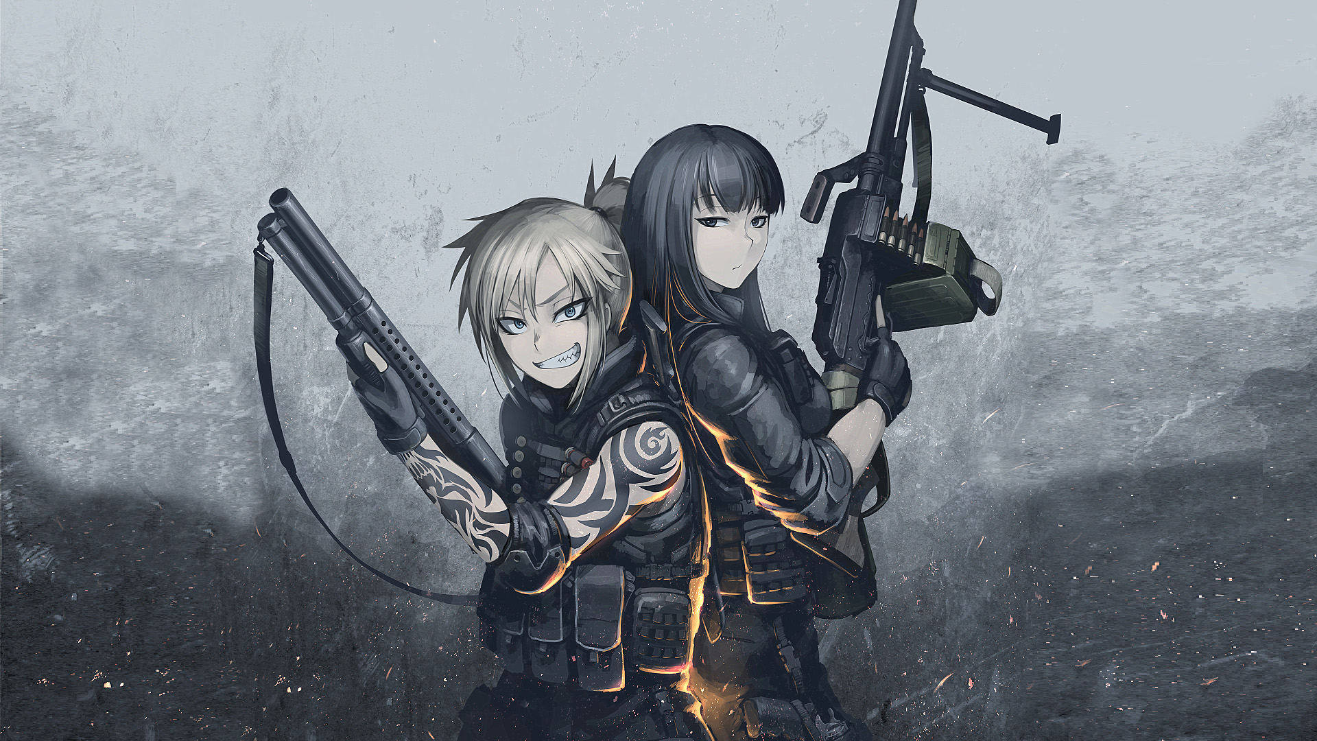 Handy-Wallpaper Tätowierung, Militär, Original, Pistole, Animes kostenlos herunterladen.