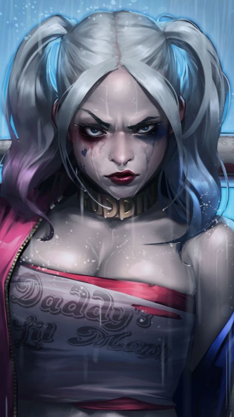 Baixar papel de parede para celular de História Em Quadrinhos, Harley Quinn, Cabelo Branco, Dc Comics, Batom gratuito.