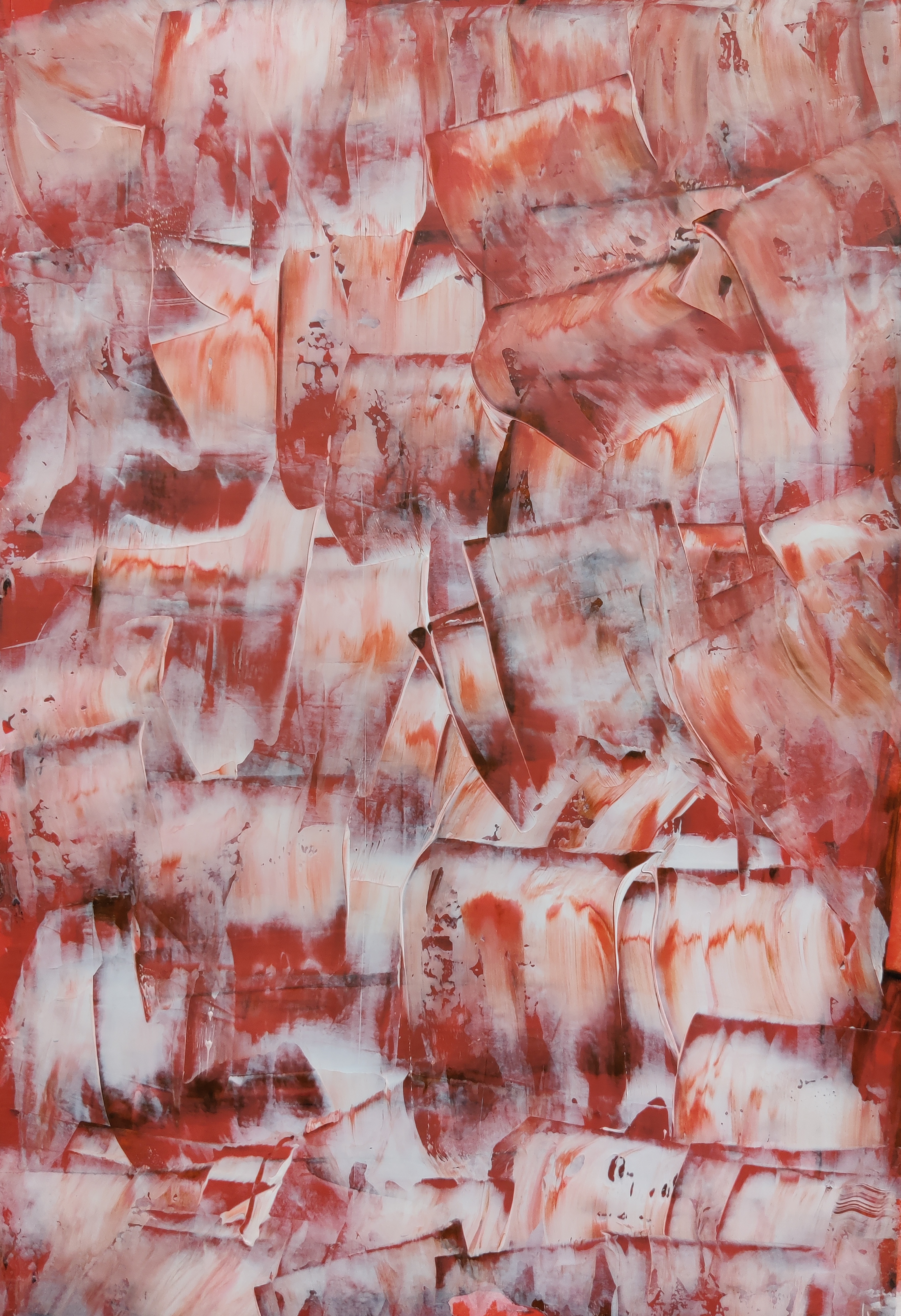 smears, abstract, white, red, paint, strokes