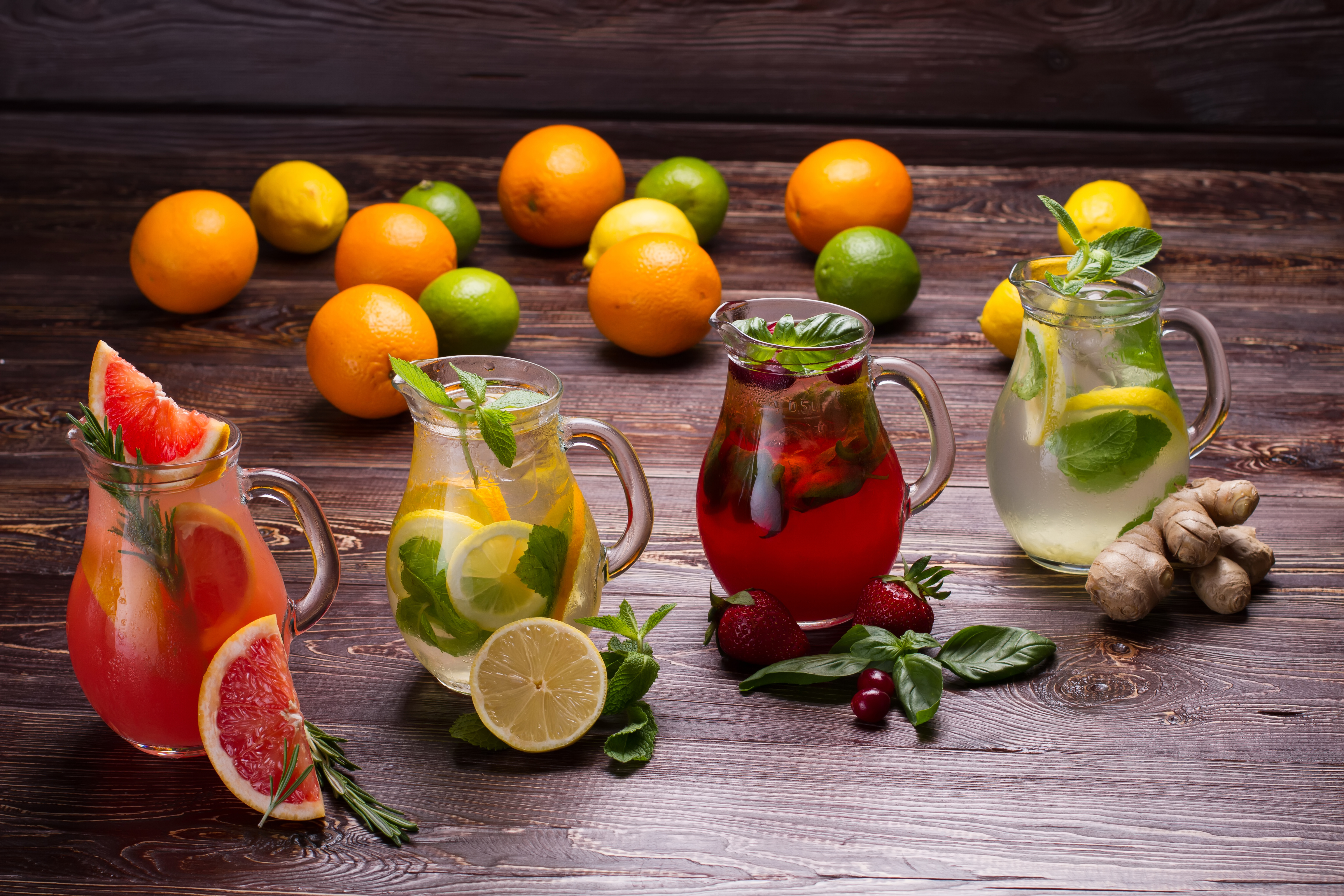 1529307 завантажити картинку харчування, пити, фрукти, грейпфрут, лимон, полуниця - шпалери і заставки безкоштовно