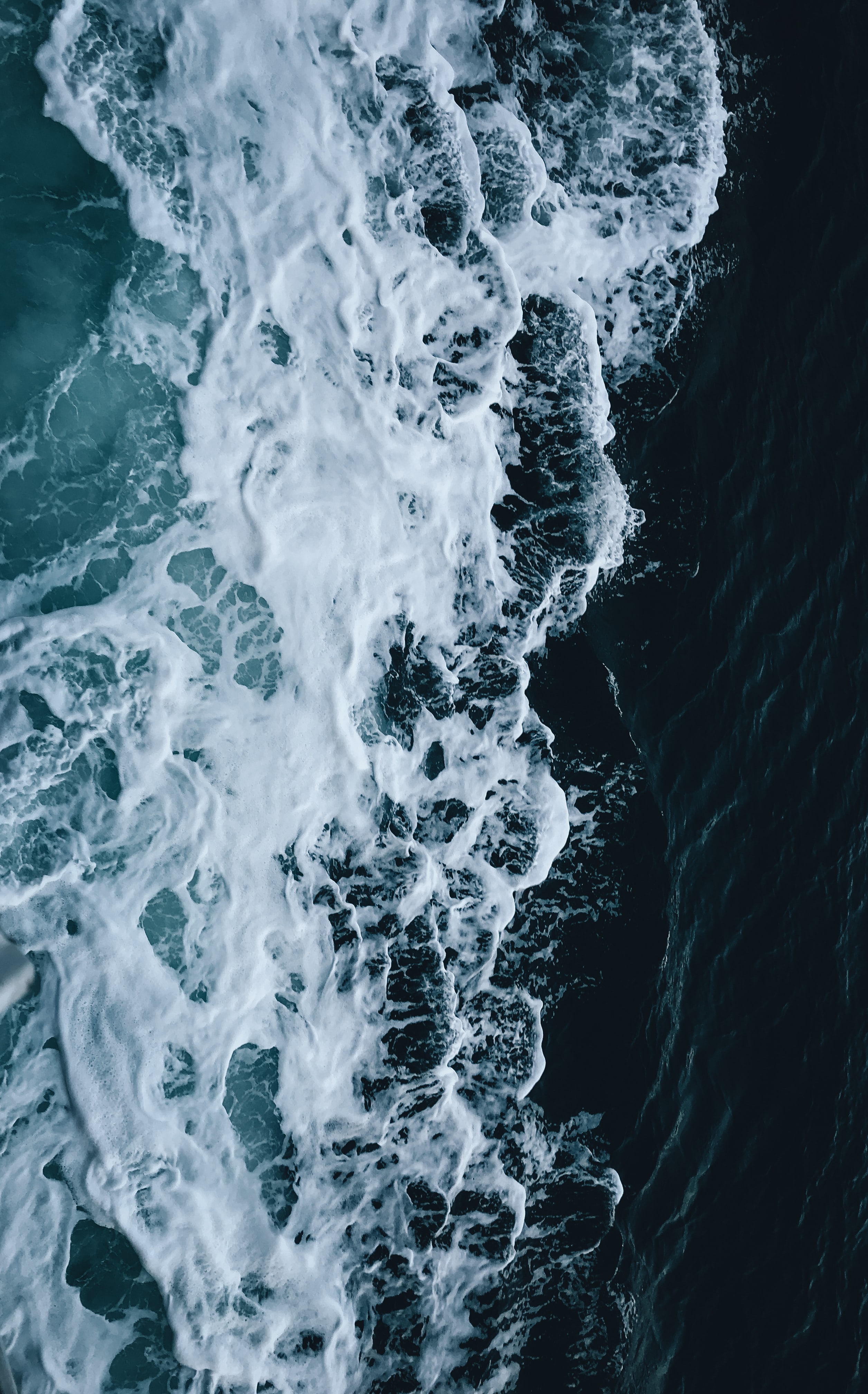 Download mobile wallpaper Foam, Nature, View From Above, Waves, Sea for free.