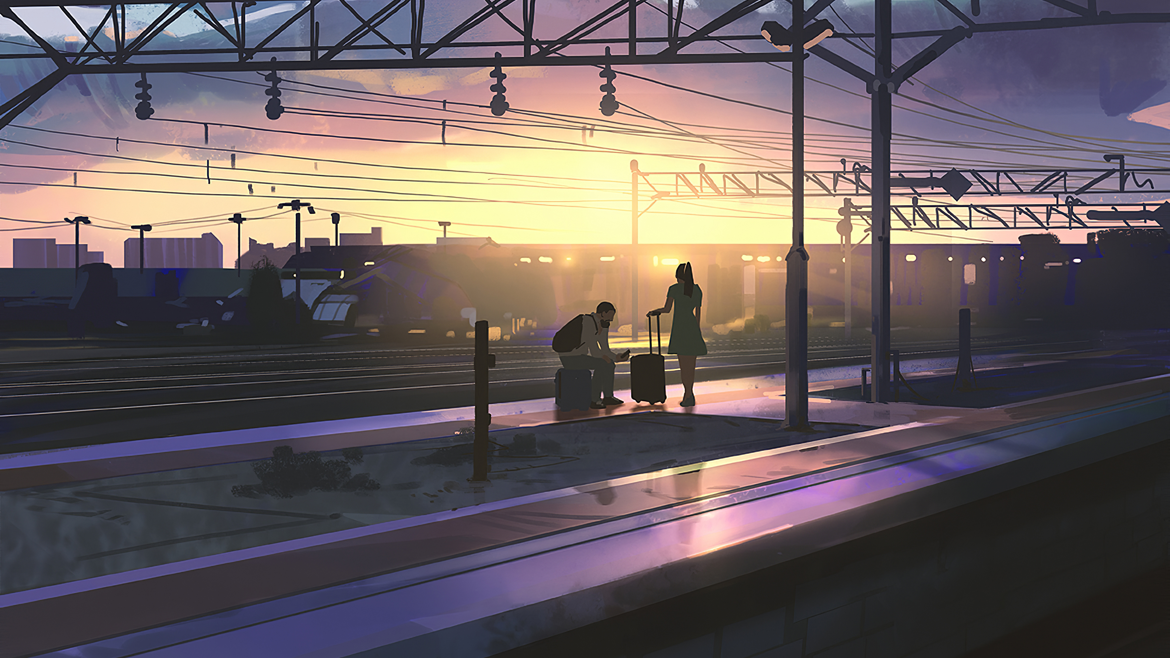 Download mobile wallpaper People, Artistic, Train Station for free.