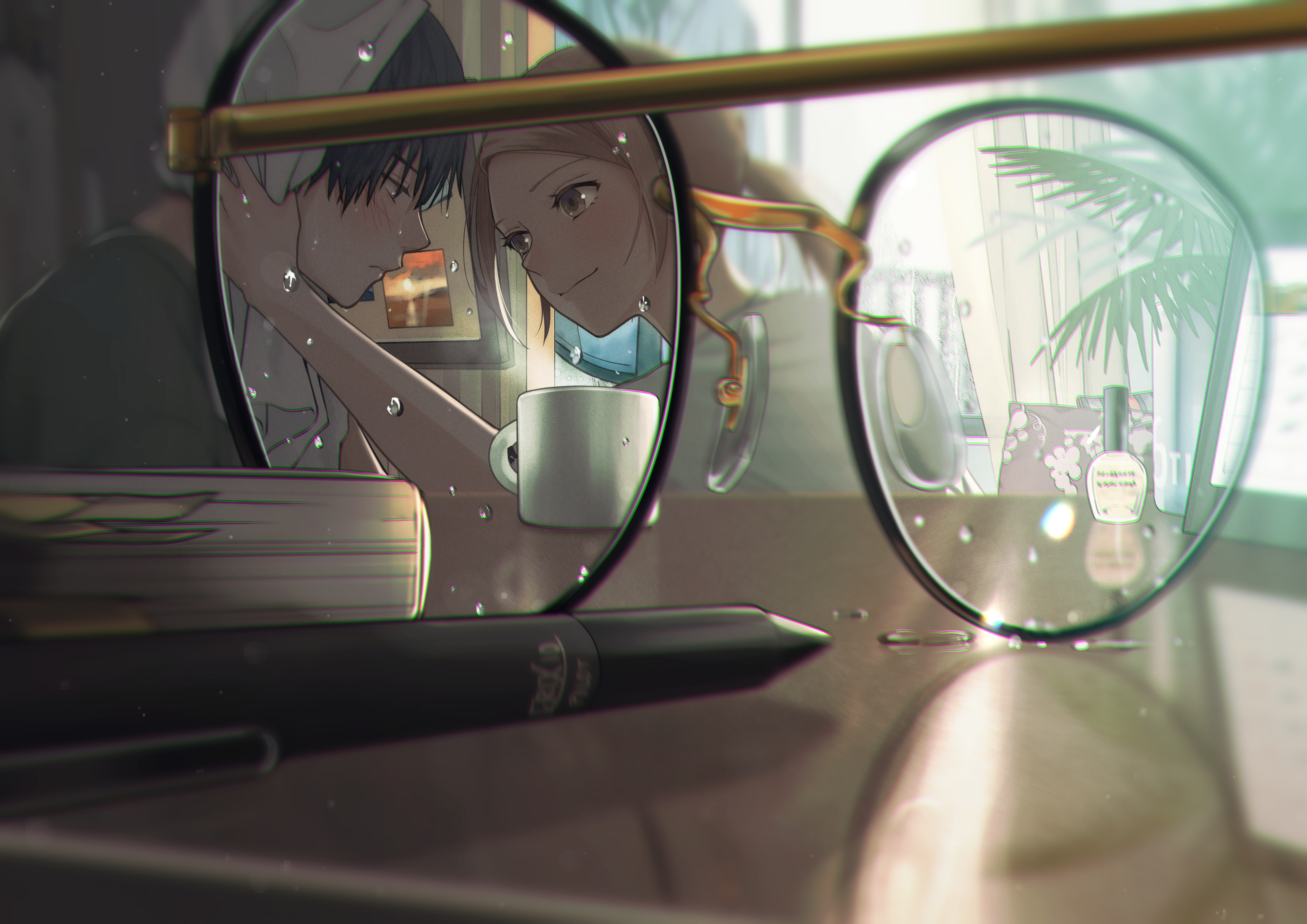 Download mobile wallpaper Anime, Couple, Glasses for free.